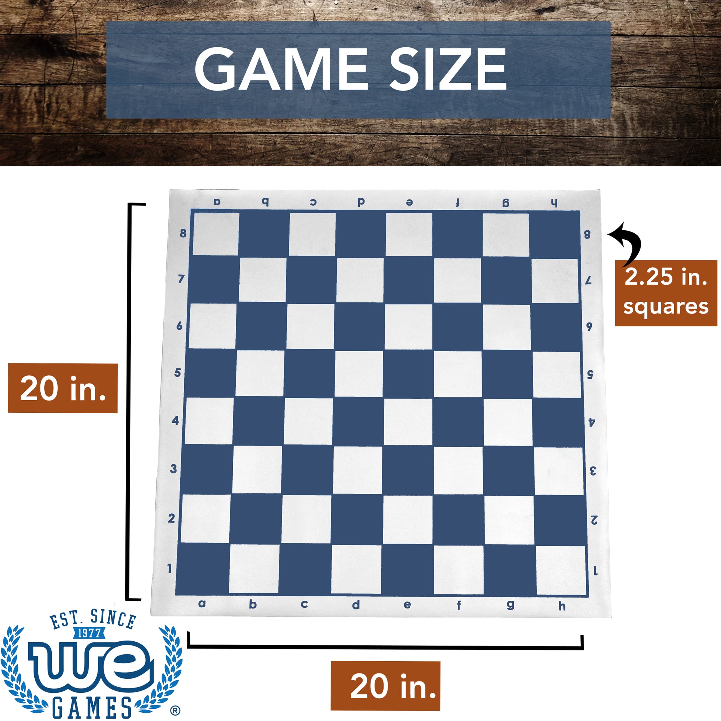 WE Games Tournament Roll Up Vinyl Chess Board - Durable Portable Chess Mat for Travel, Tournaments, and Home Game Nights