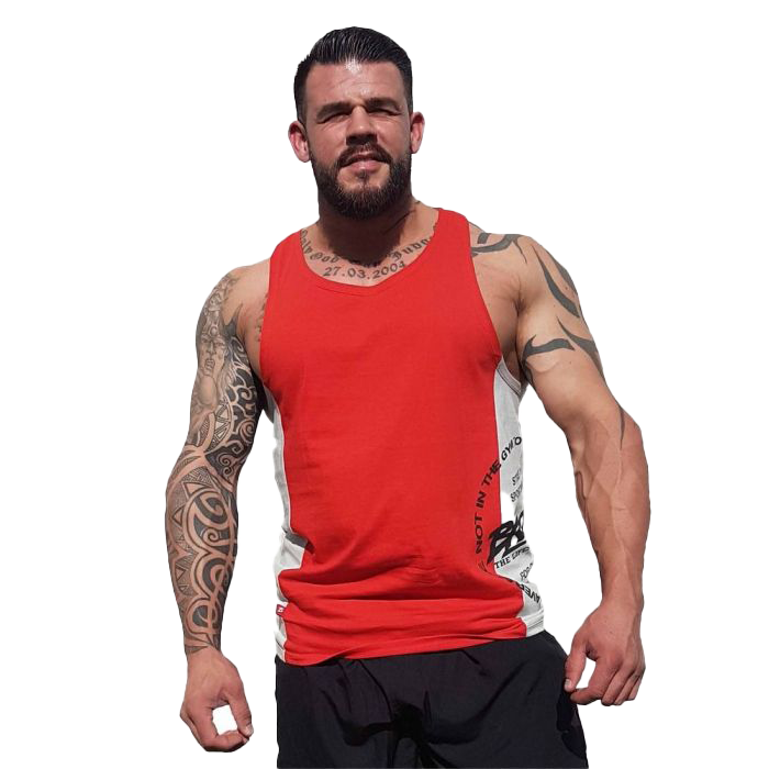 Brachial Tank Top for Squatting - Red & Grey - Gym Workout & Fitness Training Apparel