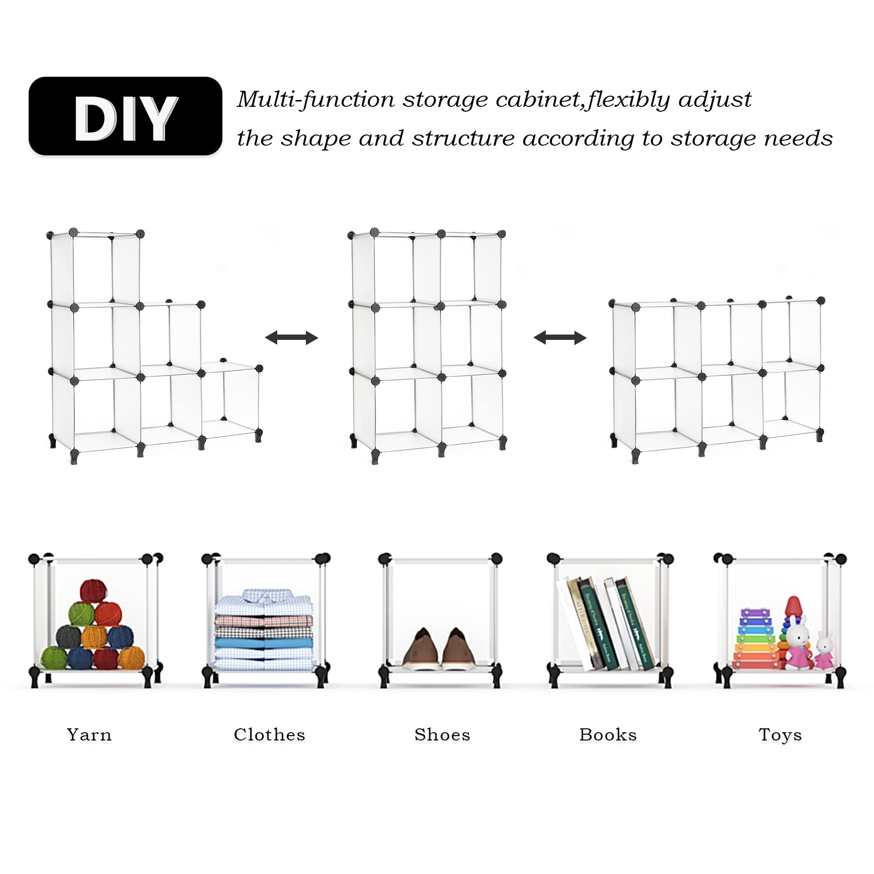 AWTATOS 6 Cube Closet Organizer - Stackable DIY Storage Shelves for Clothes & Accessories | Translucent Modular Shelving Unit for Bedroom, Closet & Home Organization | Perfect for Small Spaces & Wardrobe Storage