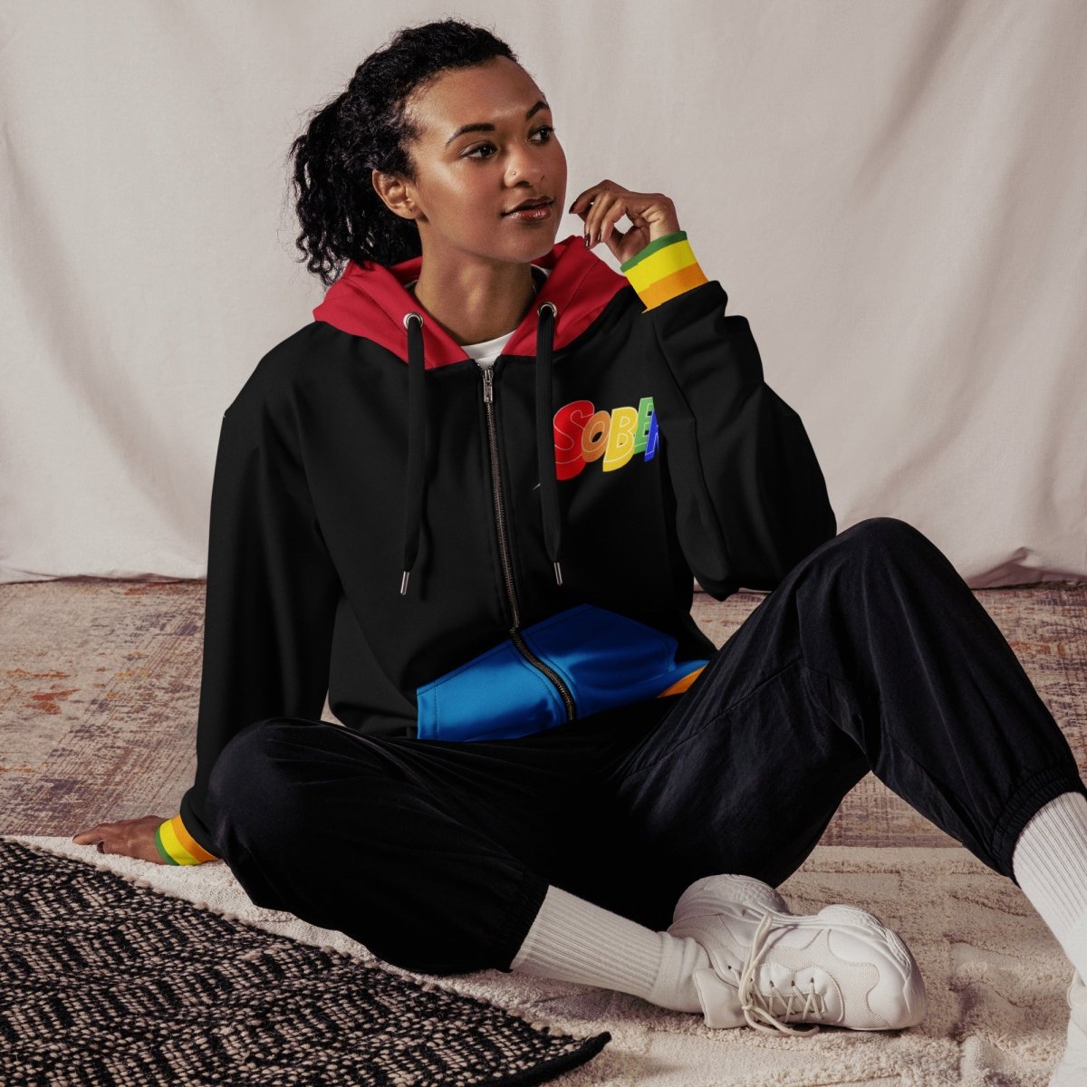Radiant Sobriety Pride Zip Hoodie - Stylish Unisex Pullover for LGBTQ+ Support | Perfect for Pride Events, Casual Wear & Everyday Comfort