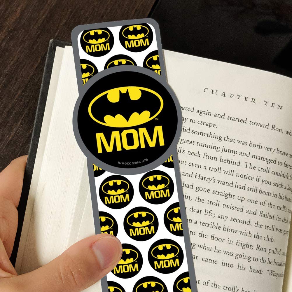 Batman Bat Mom Shield Logo - Set of 3 Glossy Laminated Bookmarks for Comic Book Fans, Collectors & Reading Enthusiasts - Perfect Gift for Batman Lovers & Bookworms