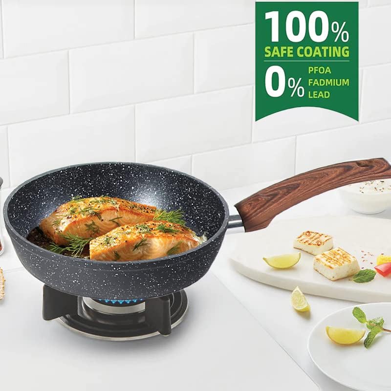 Kitchen Academy 12-Piece Black Granite Induction Cookware Set - Nonstick Pots & Pans, PFOA/PFOS Free for Healthy Cooking | Perfect for Gas, Electric & Induction Stoves | Ideal for Frying, Boiling & Everyday Meals