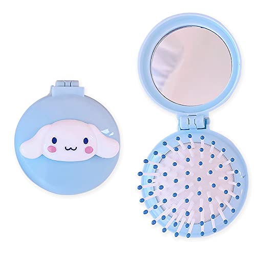 Cute Mini Hair Brush with Mirror for Girls - Travel Size for Purse & School