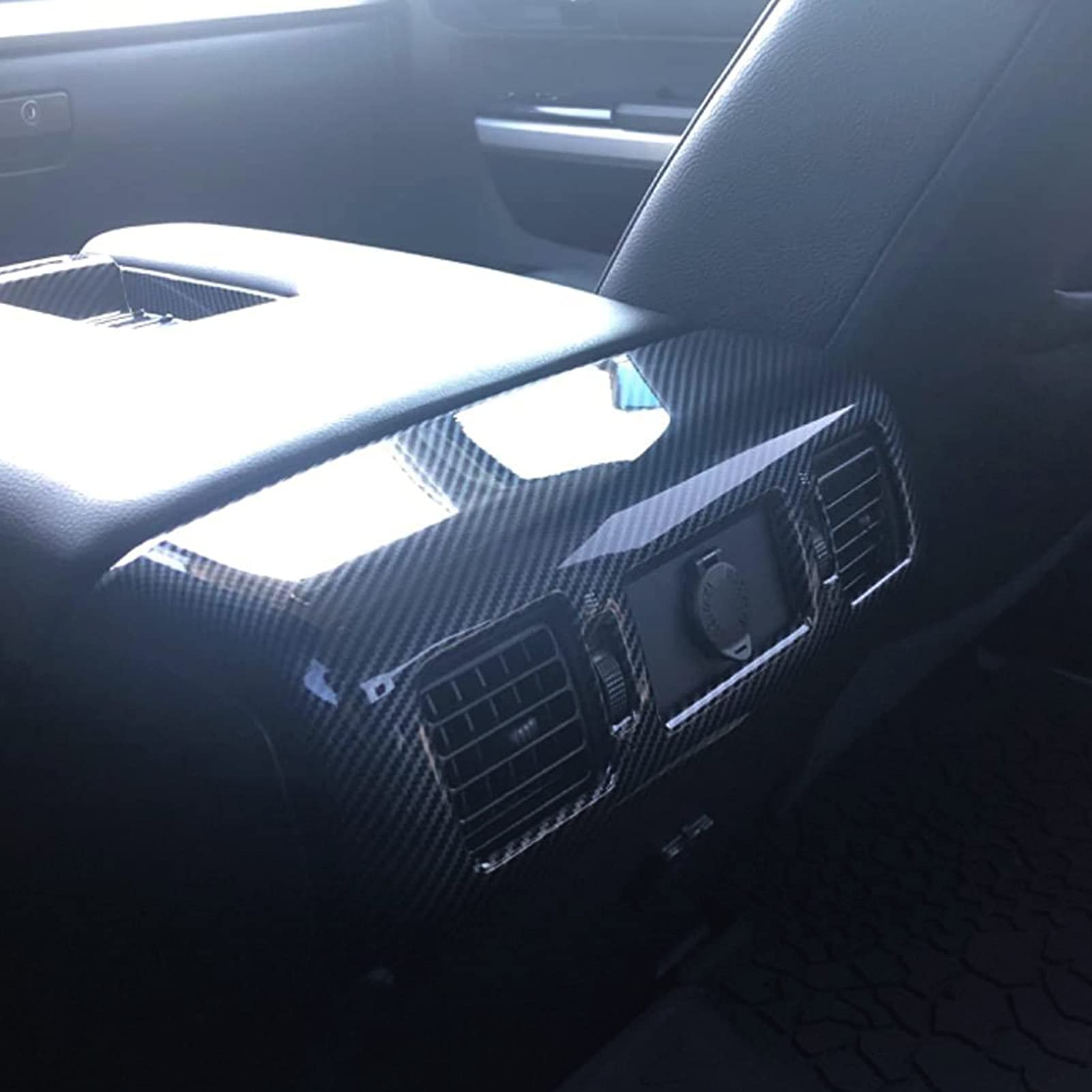 MICROCK ABS Carbon Fiber Center Console Rear Armrest Box AC Air Vent Trim for Toyota Tundra Crewmax & Double Cab (2014-2021) | Perfect for Road Trips & Daily Commuting