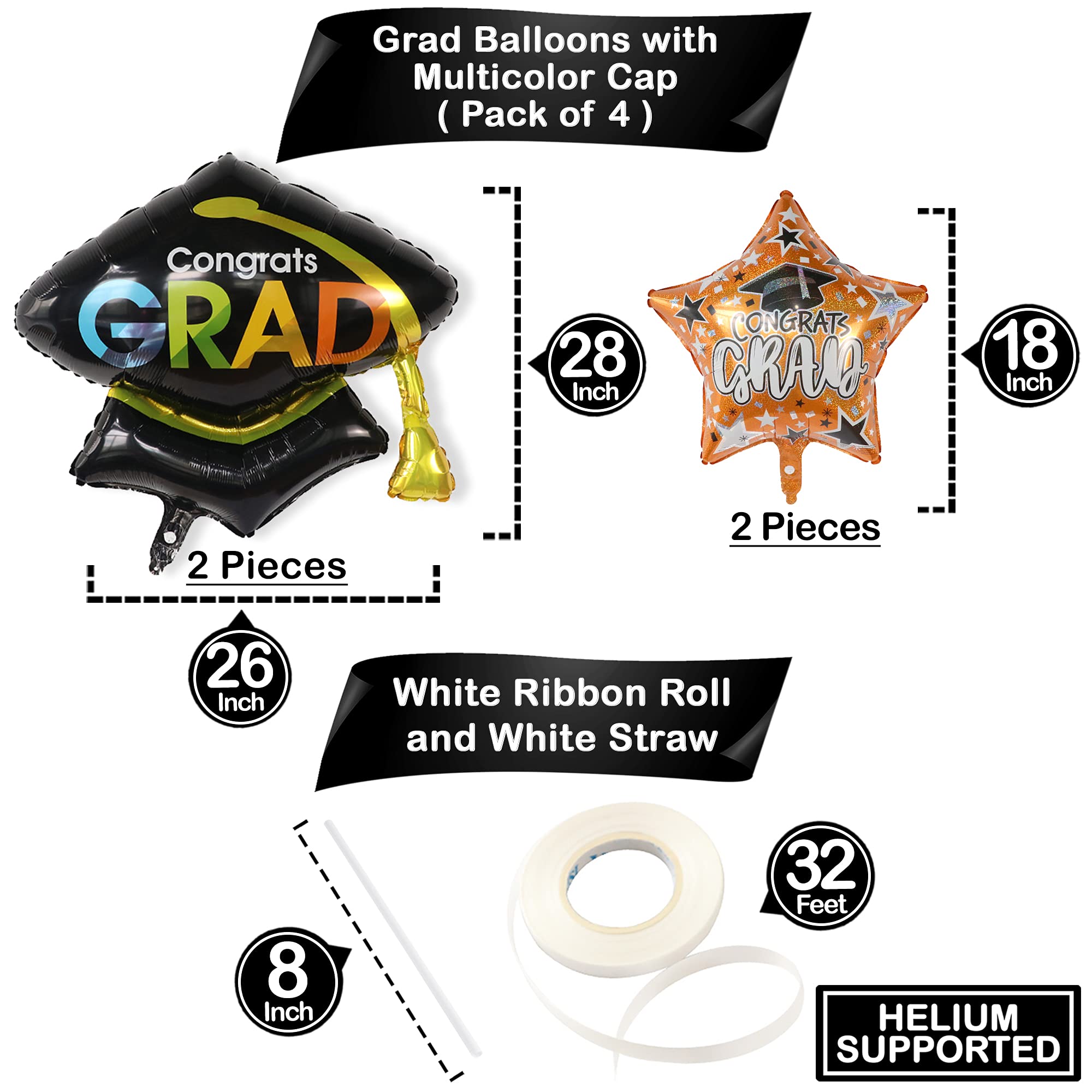 KatchOn 36 Inch Giant Graduation Foil Bear Balloon with 28 Inch Cap Balloon - Class of 2025 Graduation Decorations for Preschool, Kindergarten & School Parties | Perfect for Graduation Ceremonies, Photo Backdrops & Party Decor