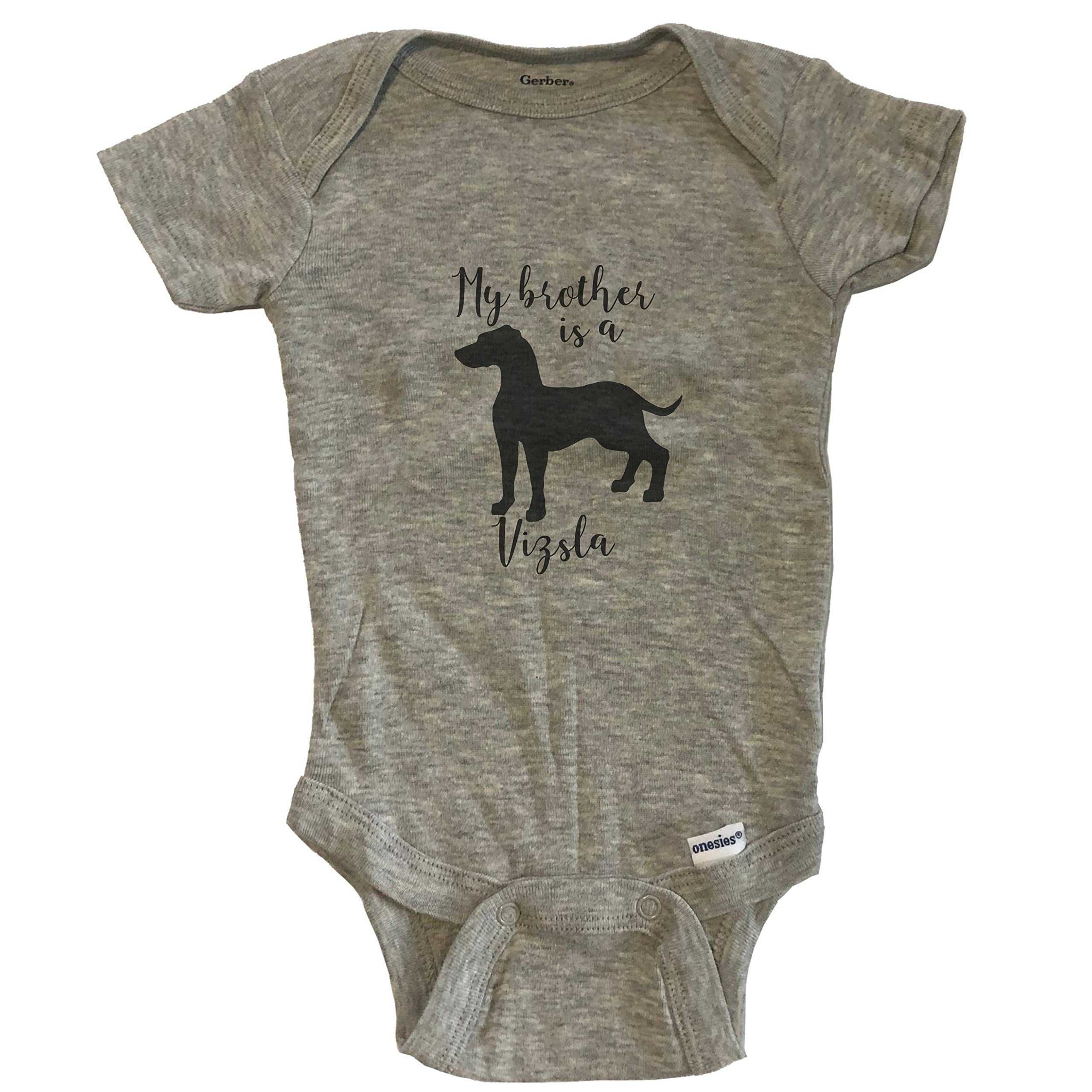 My Brother is a Vizsla Cute Dog One-Piece Baby Bodysuit - Soft Grey Cotton Infant Bodysuit for Boys & Girls - Perfect for Family Photos, Playdates & Pet Lovers