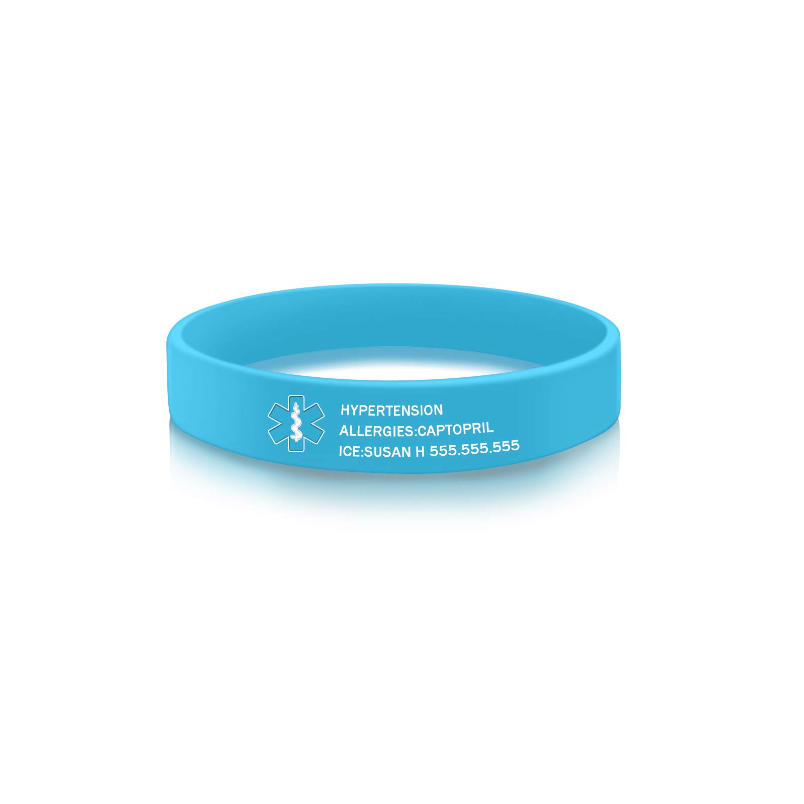 **Personalized Medical Alert Bracelets - Waterproof Silicone Rubber Emergency ID Wristband for Men, Women & Kids - Custom Engraving - Ideal for Sports, Travel & Daily Safety**