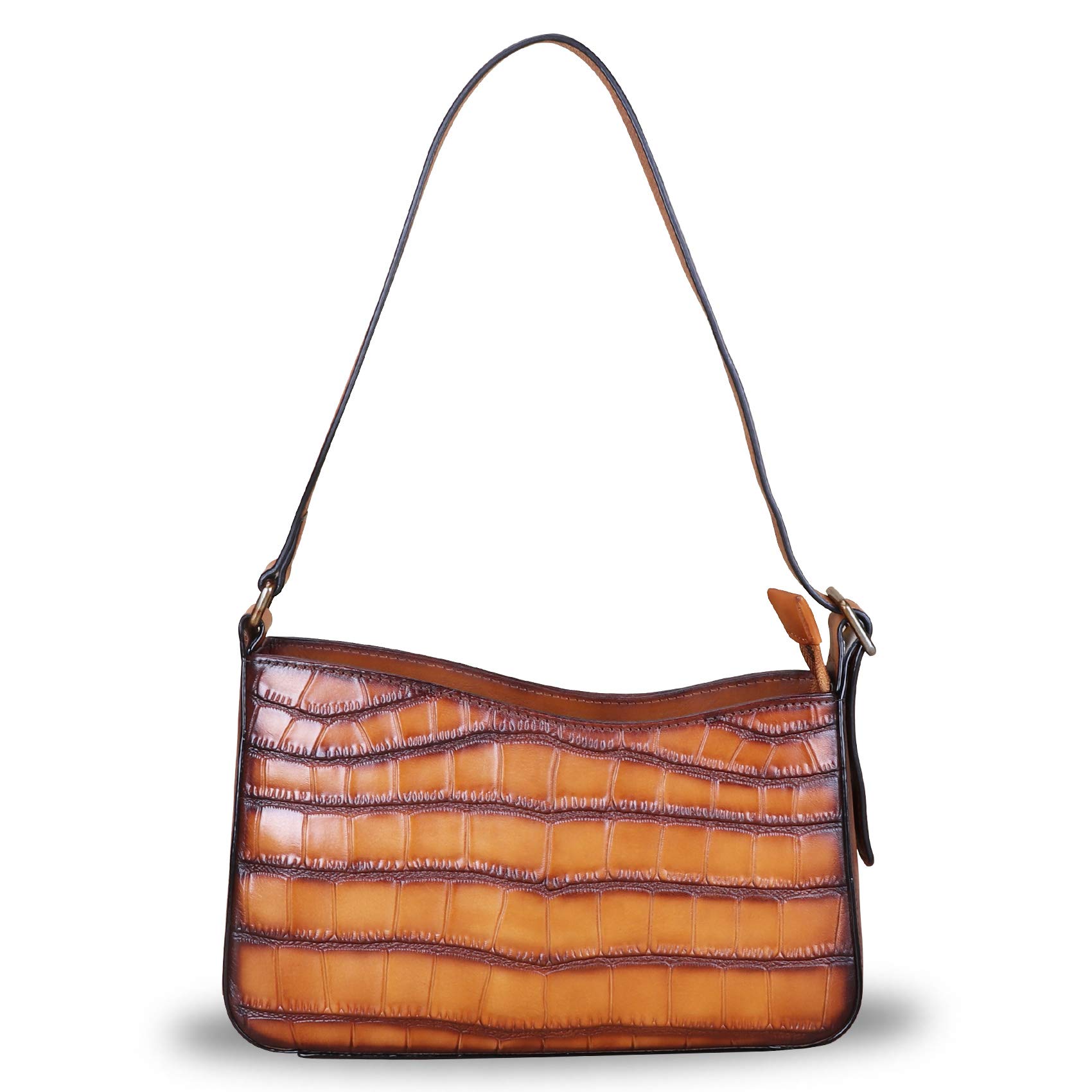 Genuine Leather Satchel Hobo Handbag for Women - Crocodile Pattern Shoulder Bag for Work & Travel