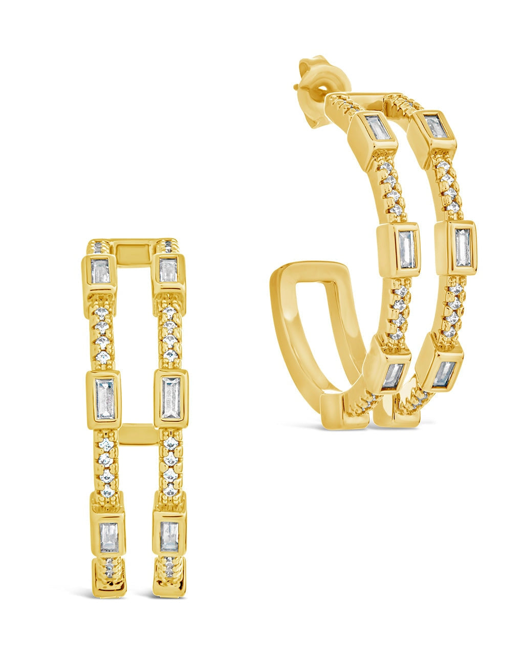 Neah CZ Station Hoop Earrings - Sparkling Cubic Zirconia Stud Earrings for Women, Perfect for Parties, Weddings & Everyday Wear