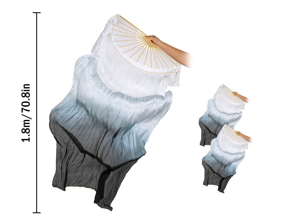 1 Pair 180cm Silk Belly Dance Fans - Chinese Dance Fan Veil, Long Imitation Silk Dance Props for Dancers, Perfect for Belly Dance Practice, Performances, and Gifts for Dancers