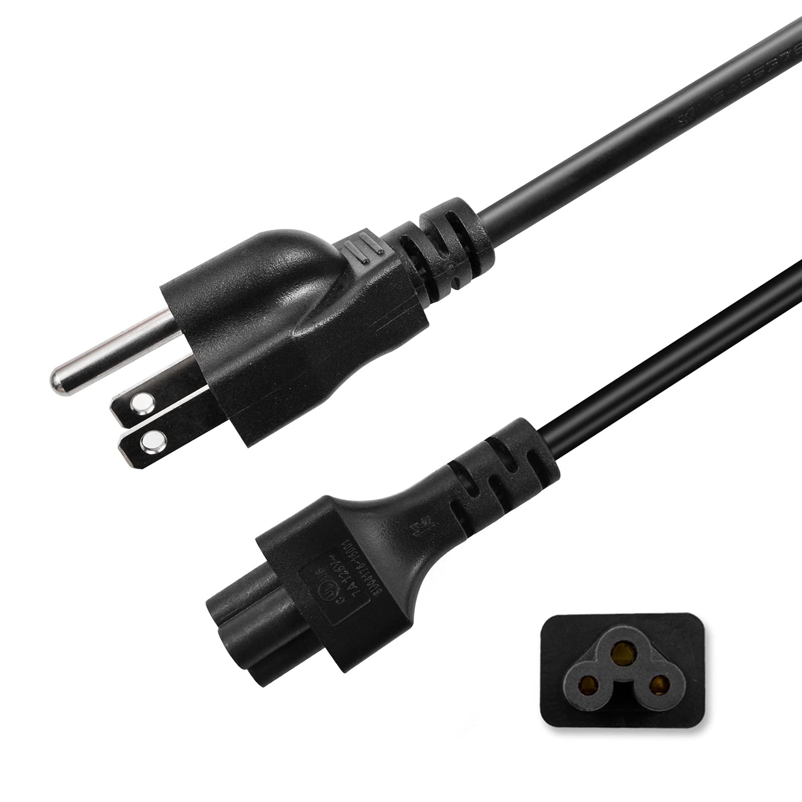 3 Prong AC Laptop Power Cord - C5 to NEMA 5-15P Charger Cable (3 Feet) for Dell, HP, Lenovo, Acer, Asus, Sony, Toshiba & More - IEC 60320 Certified - Perfect for Home, Office & Travel Use