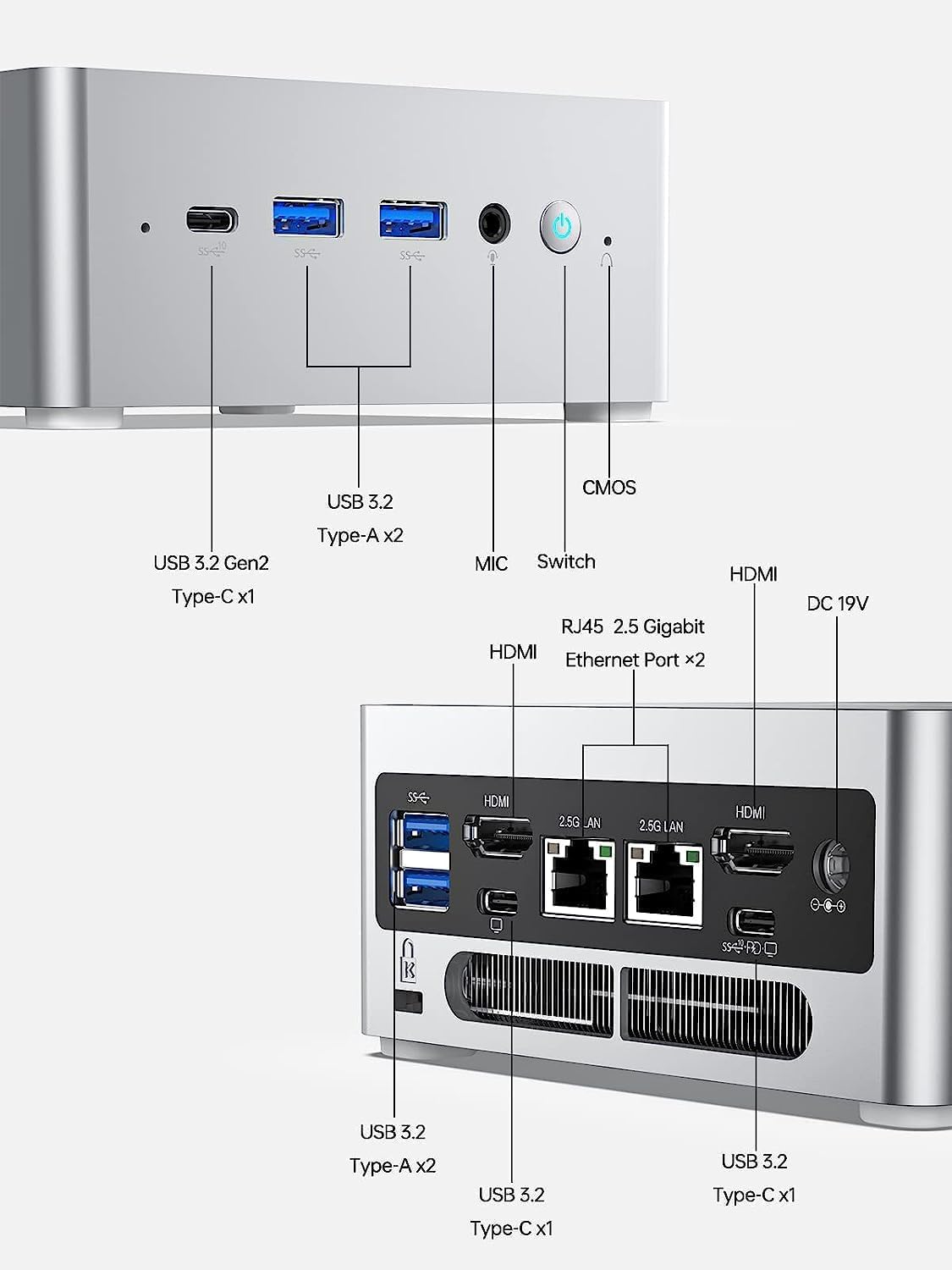 MINISFORUM NAB6 Mini PC - Intel Core i7-12650H 10-Core Processor up to 4.7GHz, 32GB DDR4 RAM, 1TB SSD, HDMI/USB-C, WiFi 6, Bluetooth, USB 3.2 - Compact Desktop Computer for Home Office, Gaming & Media Center