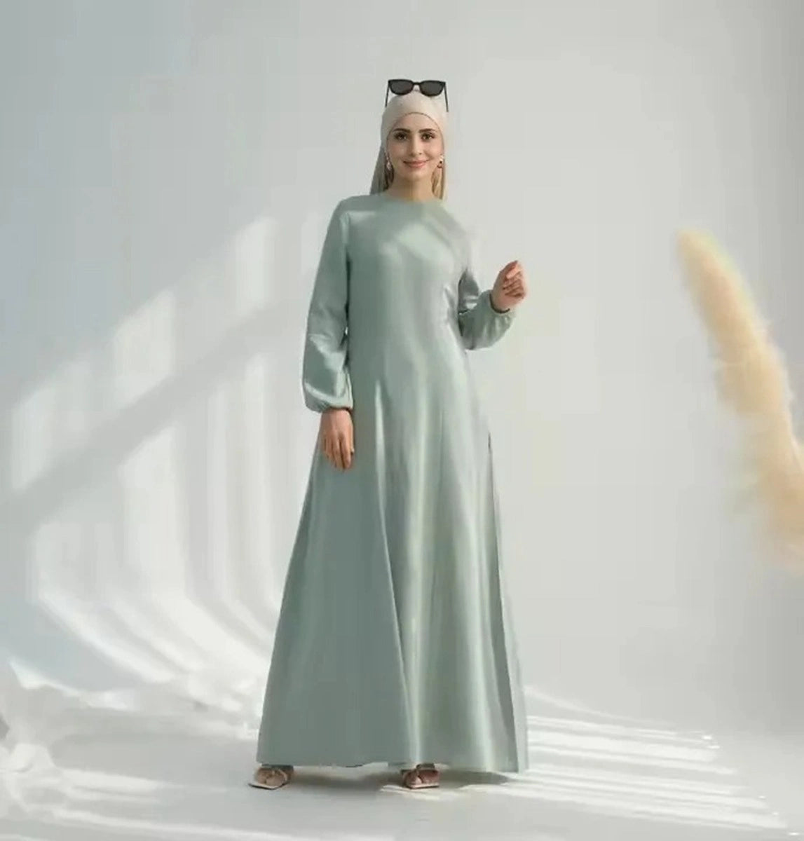 Premium Linen Cotton Blend Waist Abaya Dress #25955 - Modest Islamic Fashion for Women, Perfect for Prayer, Eid, and Special Occasions