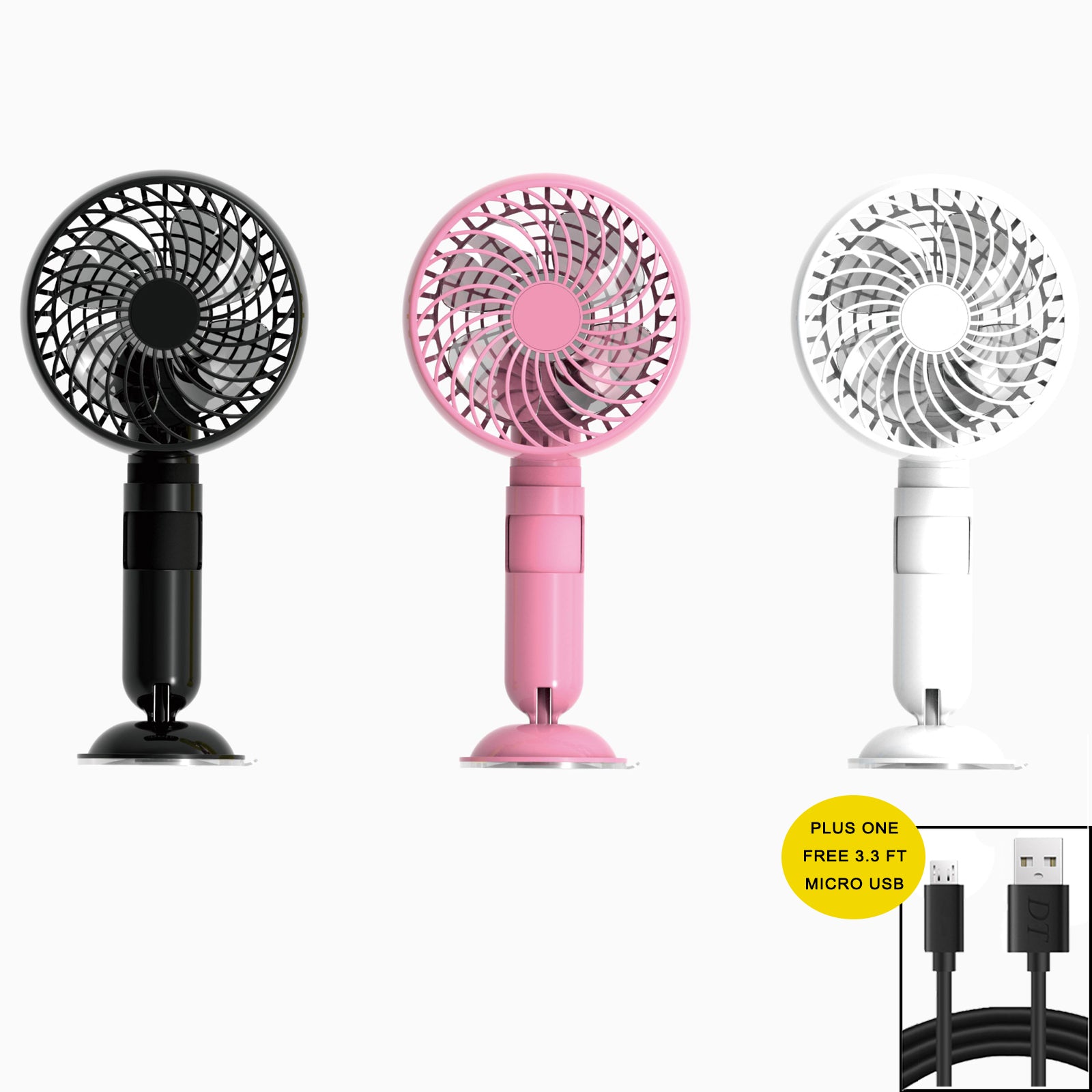 Portable Mini Fan with 2000mAh Power Bank - USB Rechargeable Personal Cooling Fan for Indoor, Outdoor, Office & Travel - Includes Free 3.3ft Micro USB Cable - Perfect for Summer, Camping, Gym & Hot Weather Use