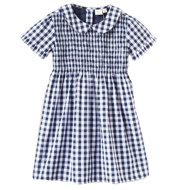 Beet World Women's Briar Dress - Navy Blue Gingham Checkered Summer Dress for Casual Wear, Office & Outdoor Activities
