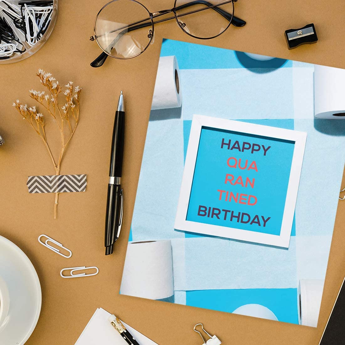 Funny Toilet Paper Design Happy Birthday Jumbo Card - 8.5 x 11 Inch Social Distance Greeting Card for Him or Her - 1-Pack - Perfect for Pandemic Birthdays, Quarantine Parties & Long-Distance Celebrations