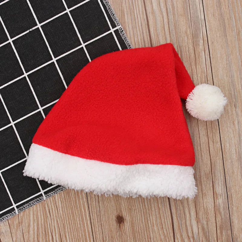 4PCS Christmas Santa Claus Plush Outfit Set - Newborn Baby Boy Winter Fleece Top+Pants+Hat+Socks - Warm Holiday Costume for Infants & Toddlers - Perfect for Christmas Parties, Photo Shoots & Festive Celebrations