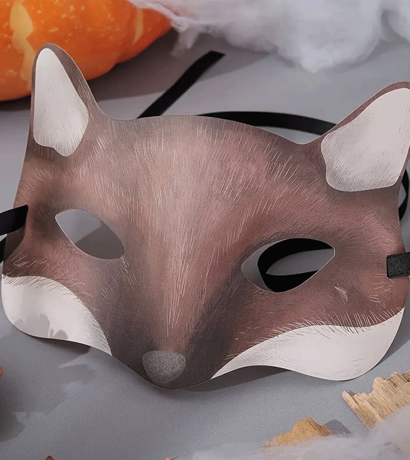 Fox Woodland Paper Mask - Eco-Friendly Disposable Face Mask for Kids & Adults - Perfect for Halloween, Cosplay, and Themed Parties