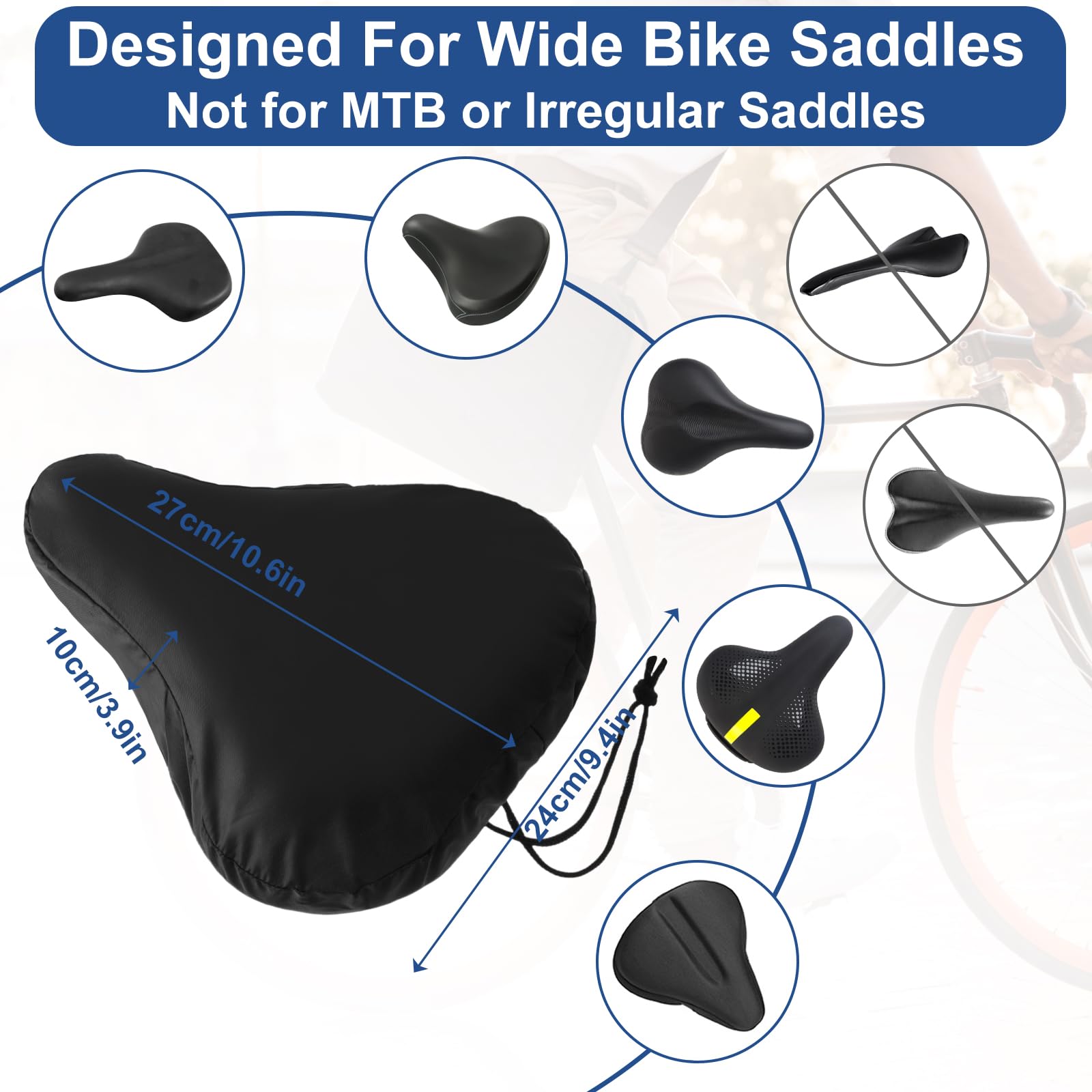 2 Pack Waterproof Bike Seat Covers - Universal Bicycle Seat Rain Cover with Drawstring, Washable Cycling Saddle Protector for Men & Women - Perfect for City, Mountain & Road Bikes in All Weather Conditions