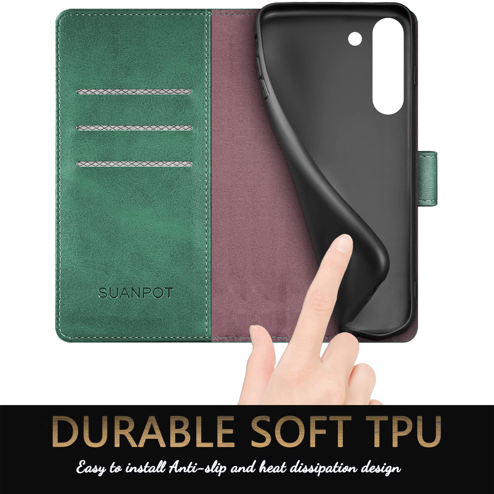 Samsung Galaxy S21 FE Wallet Case with RFID Blocking - PU Leather Flip Cover with Card Holder for Men & Women (Sea Green) - Perfect for Daily Use & Travel
