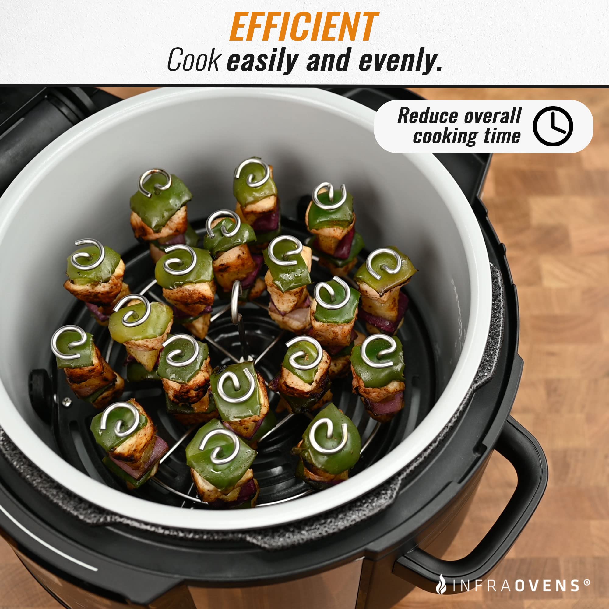 INFRAOVENS Pressure Cooker Accessories Rack for Ninja Foodi 6.5-Quart OL500 OL501 OS301 10-in-1 Air Fryer | Silicone Heat Resistant Liner & Skewer Stand for Kabobs FD302 OS300 OP302 | Perfect for Cooking, Roasting, and Air Frying at Home