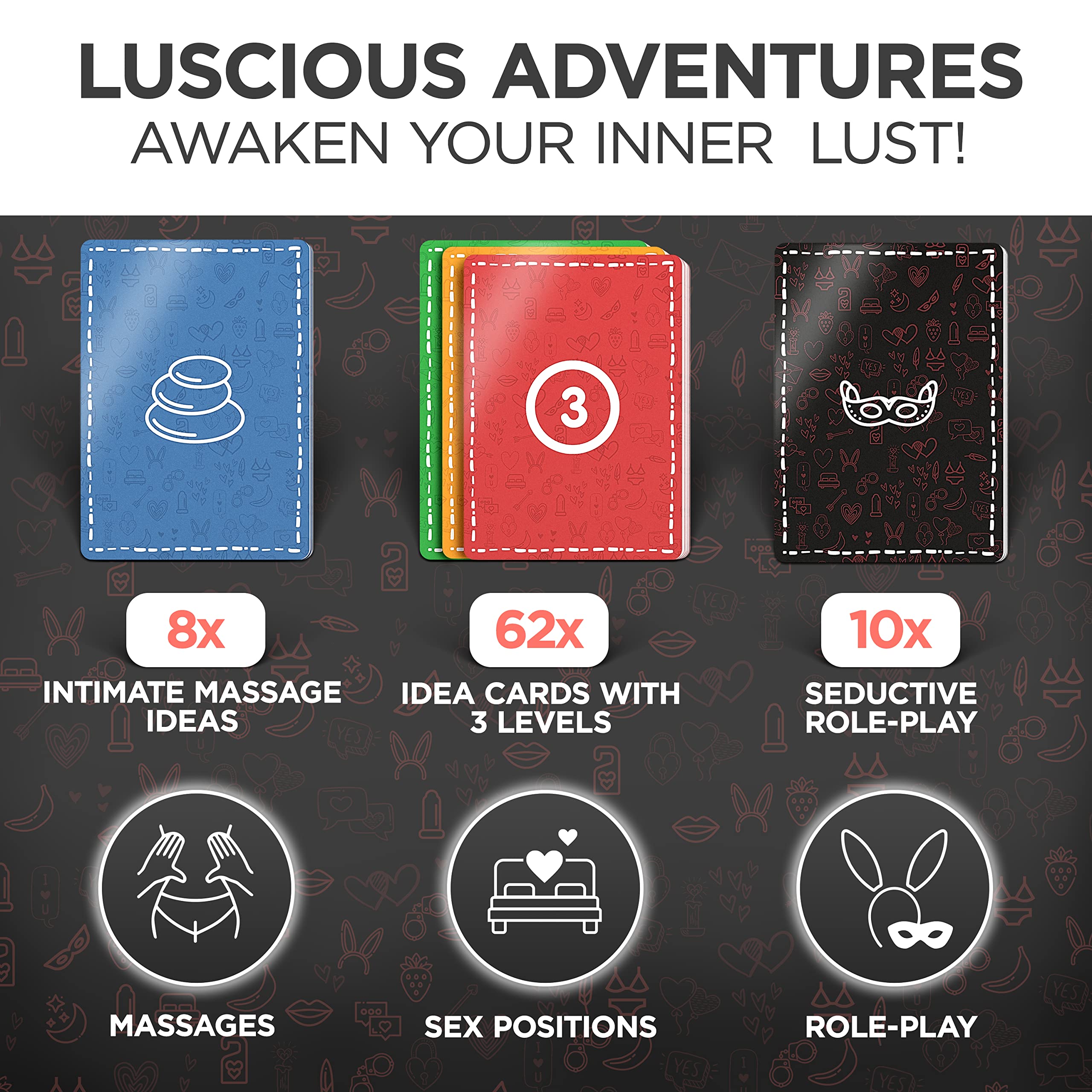 Hot Sex Game - Adult Couple's Erotic Card Game for Date Nights | Better Than Sex Toys for Couples | BDSM Bondage & Sex Positions Card Deck | Perfect for Spicing Up Bedroom Fun, Romantic Evenings & Intimate Play