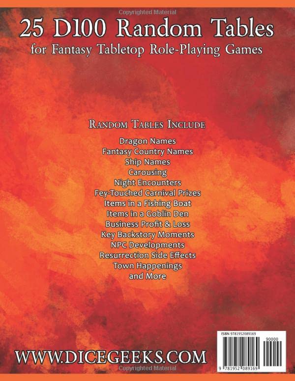 The Book of Random Tables 5: Fantasy RPG Game Master Tools for Dungeons & Dragons, Pathfinder, and Tabletop Role-Playing Adventures