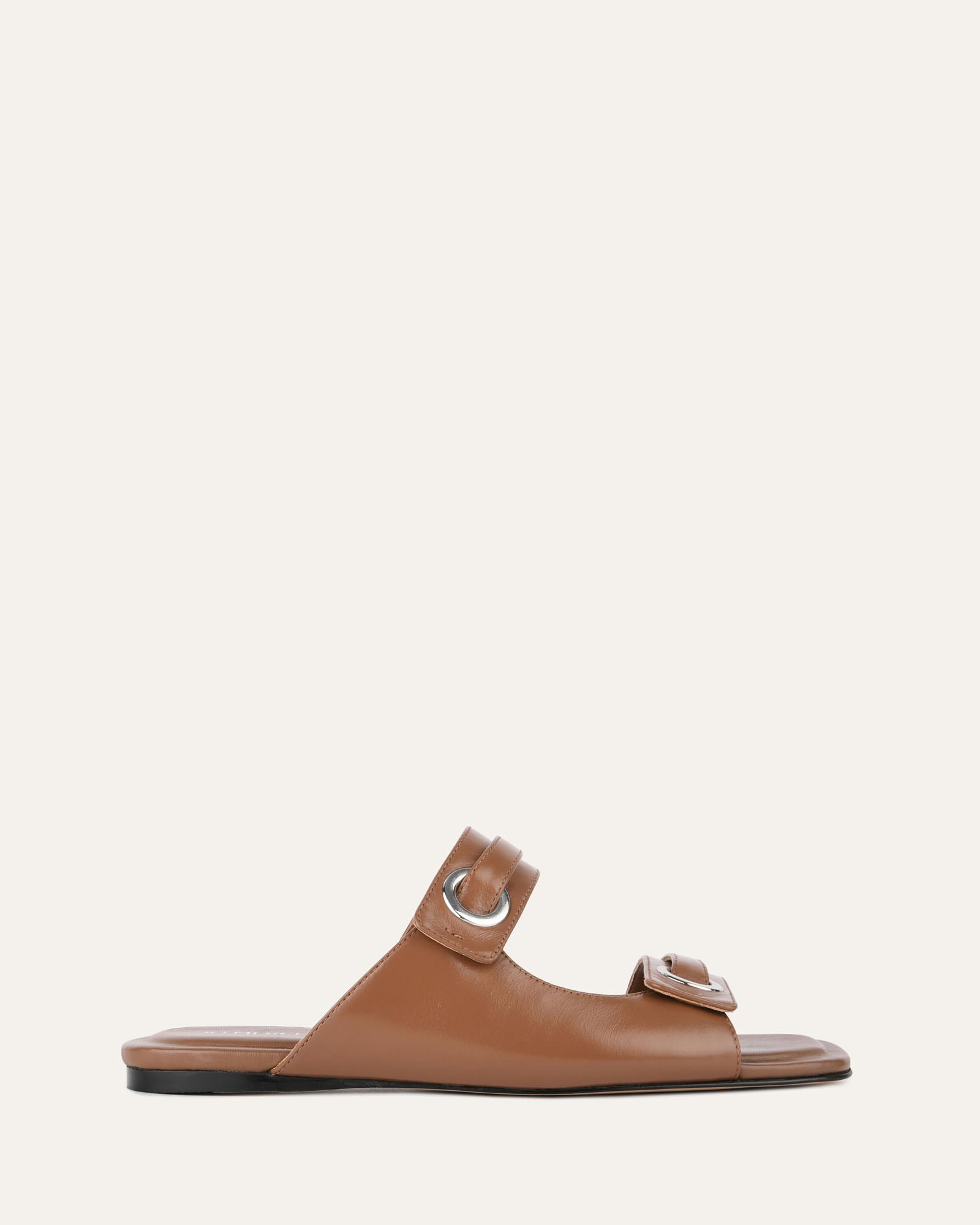 Quinn Flat Sandals for Women - Dark Tan Genuine Leather Comfortable Slides - Perfect for Beach, Vacation & Summer Outfits