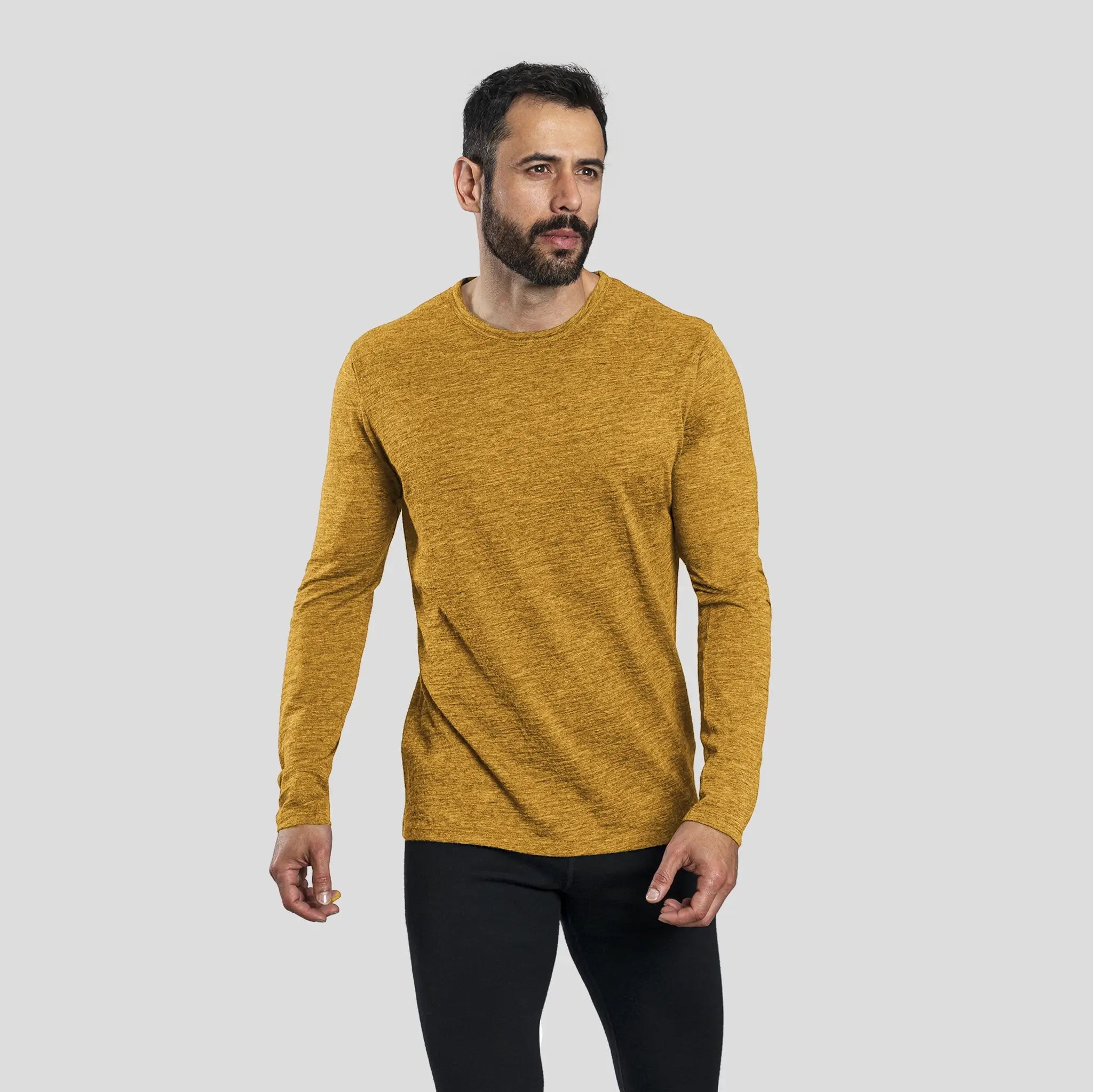 Premium Men's Alpaca Wool Long Sleeve T-Shirt - 160 Ultralight Thermal Base Layer for Hiking, Camping & Winter Outdoor Activities