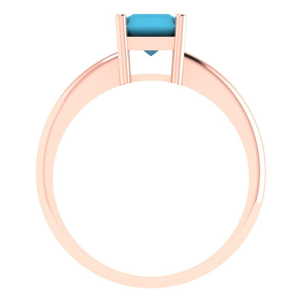 1.75ct Radiant Cut Blue Turquoise Solitaire Engagement Ring - VVS1 Clarity, 14k Rose Gold - Designer Wedding & Anniversary Jewelry for Brides & Couples - Perfect for Proposals, Special Occasions & Romantic Gifts
