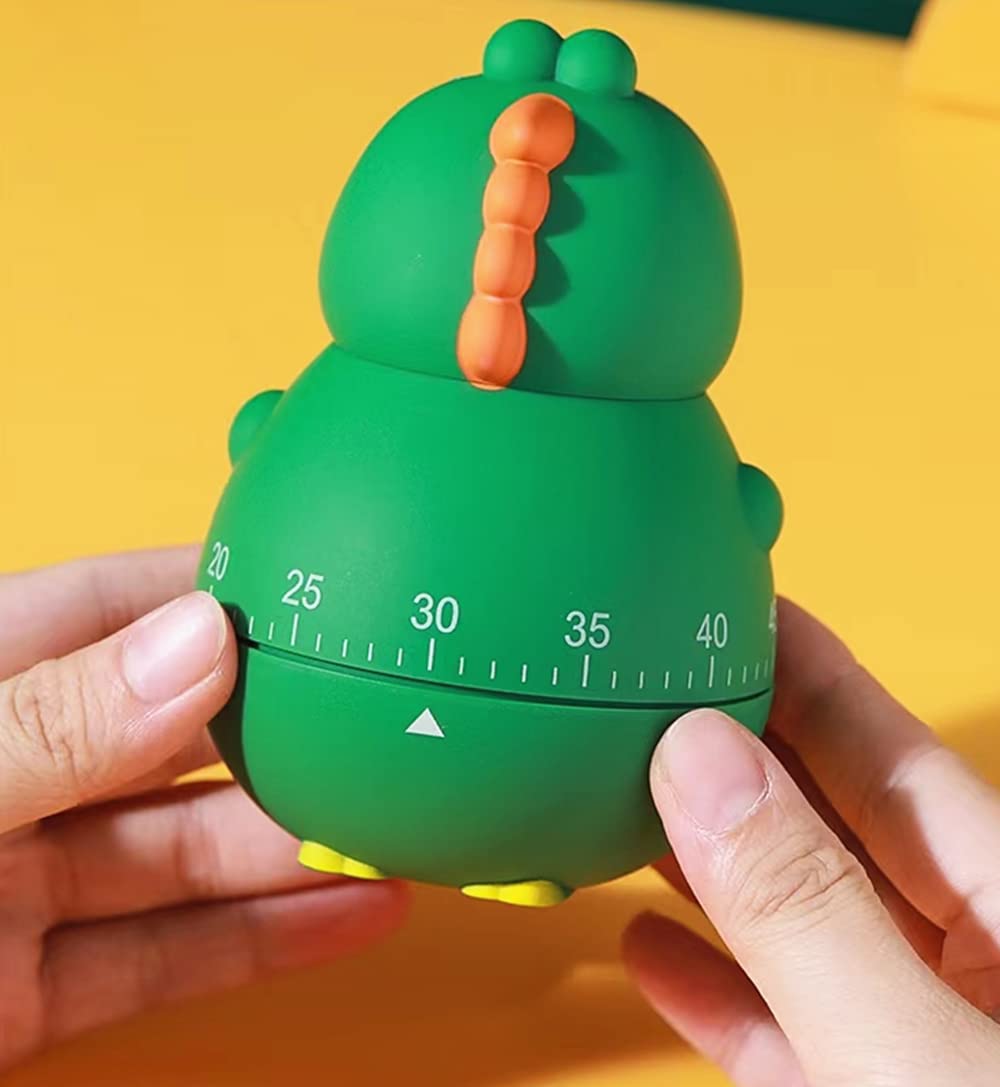 Dinosaur Kitchen Timer - 100% Mechanical Egg Timer for Kids Cooking, Reading, Classroom & Sports (Green) | Fun Educational Tool for Baking, Study Sessions & Time Management