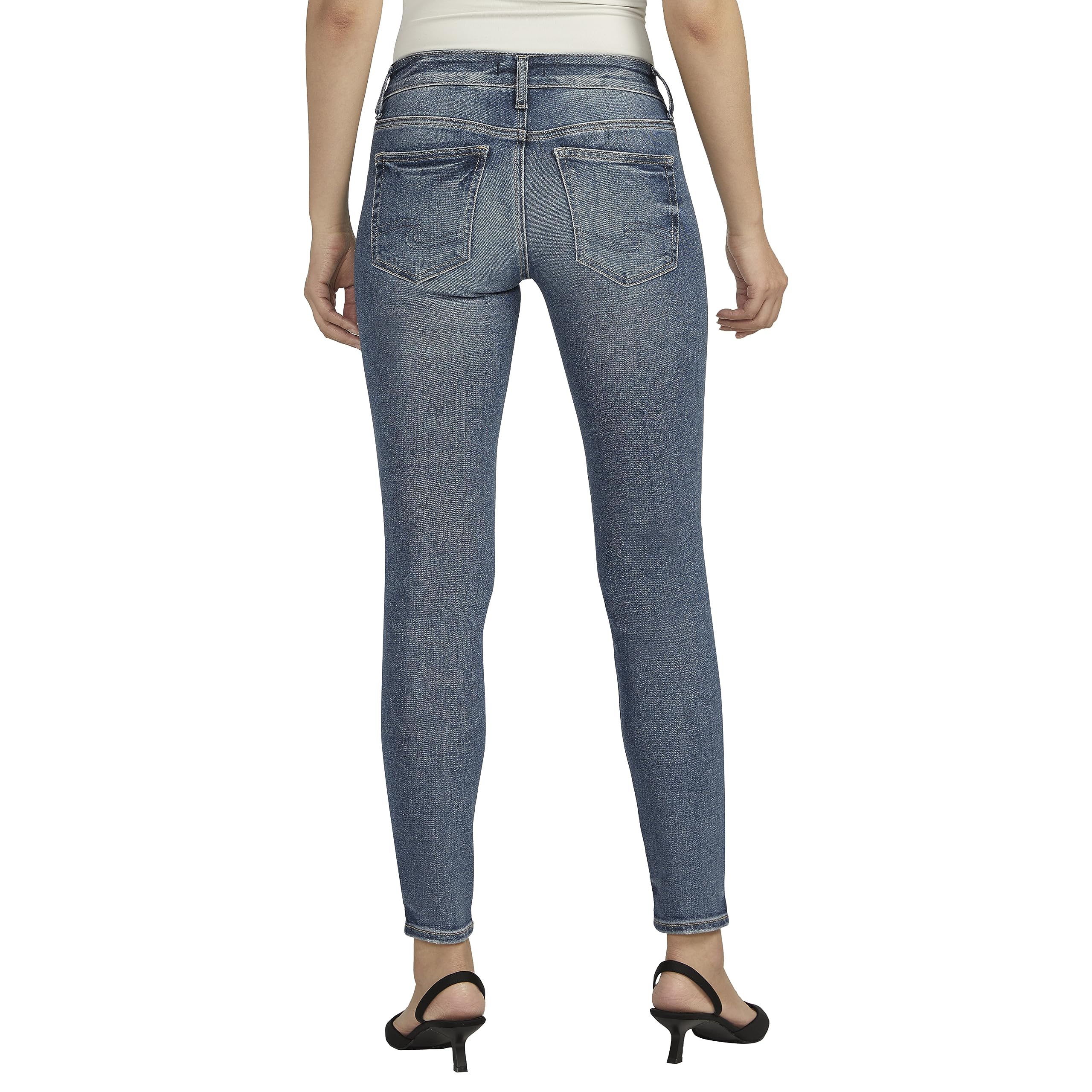 Silver Jeans Co. Women's Britt Low Rise Curvy Fit Skinny Jeans - Slimming Denim Pants for Women, Comfortable Stretch Jeans with Flattering Fit | Perfect for Casual Wear, Office & Night Out