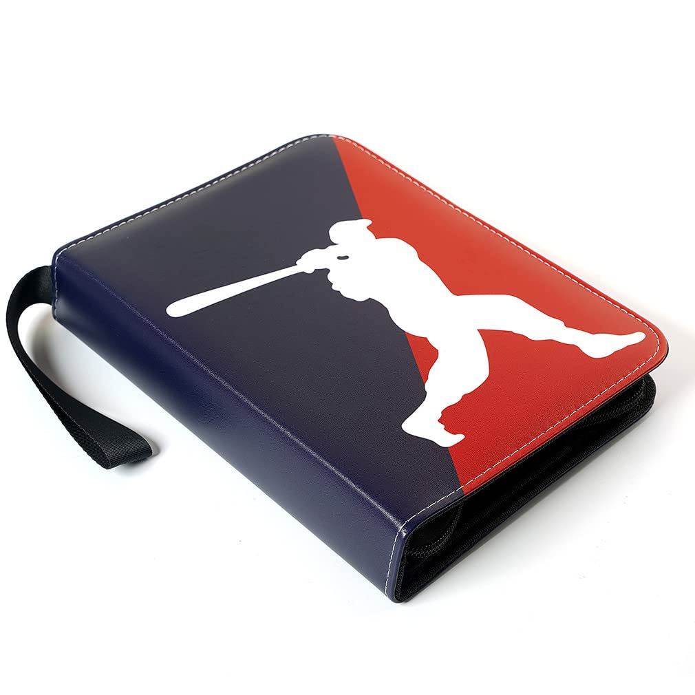 Premium Leatherette 4-Pocket Trading Card Binder with Zippered 3-Ring Design - Top Loading Protector for Baseball Cards, TCG & Collectibles | Perfect for Card Storage, Organization & Display at Home, Tournaments or Conventions