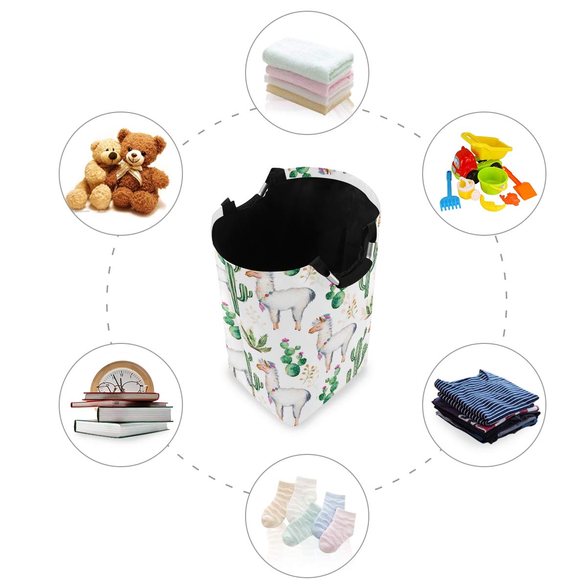 Collapsible Laundry Hamper with Tropical Animal & Cactus Flower Design - Foldable Clothes Storage Bin, Multi-Purpose for Laundry, Shopping, Toy & Book Organization | Perfect for Bedroom, Bathroom & Dorm Room Storage