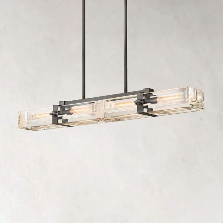 Eloise 48-Inch Linear Chandelier - Modern Crystal Pendant Lighting Fixture for Dining Room, Kitchen Island & Bedroom