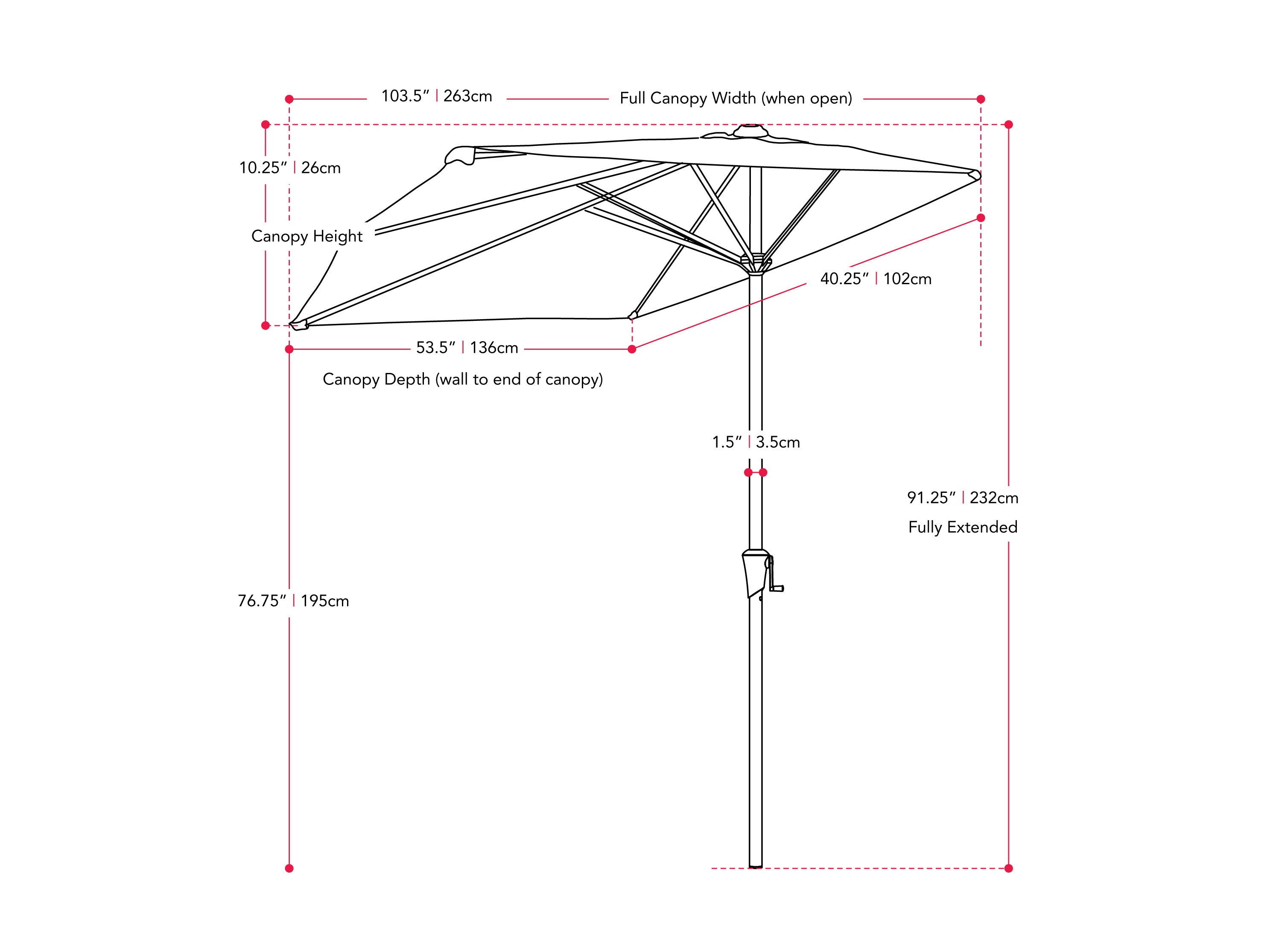 8.5ft Off White Half Umbrella - Large Patio Sun Shade for Outdoor Dining, Poolside Lounging & Garden Relaxation