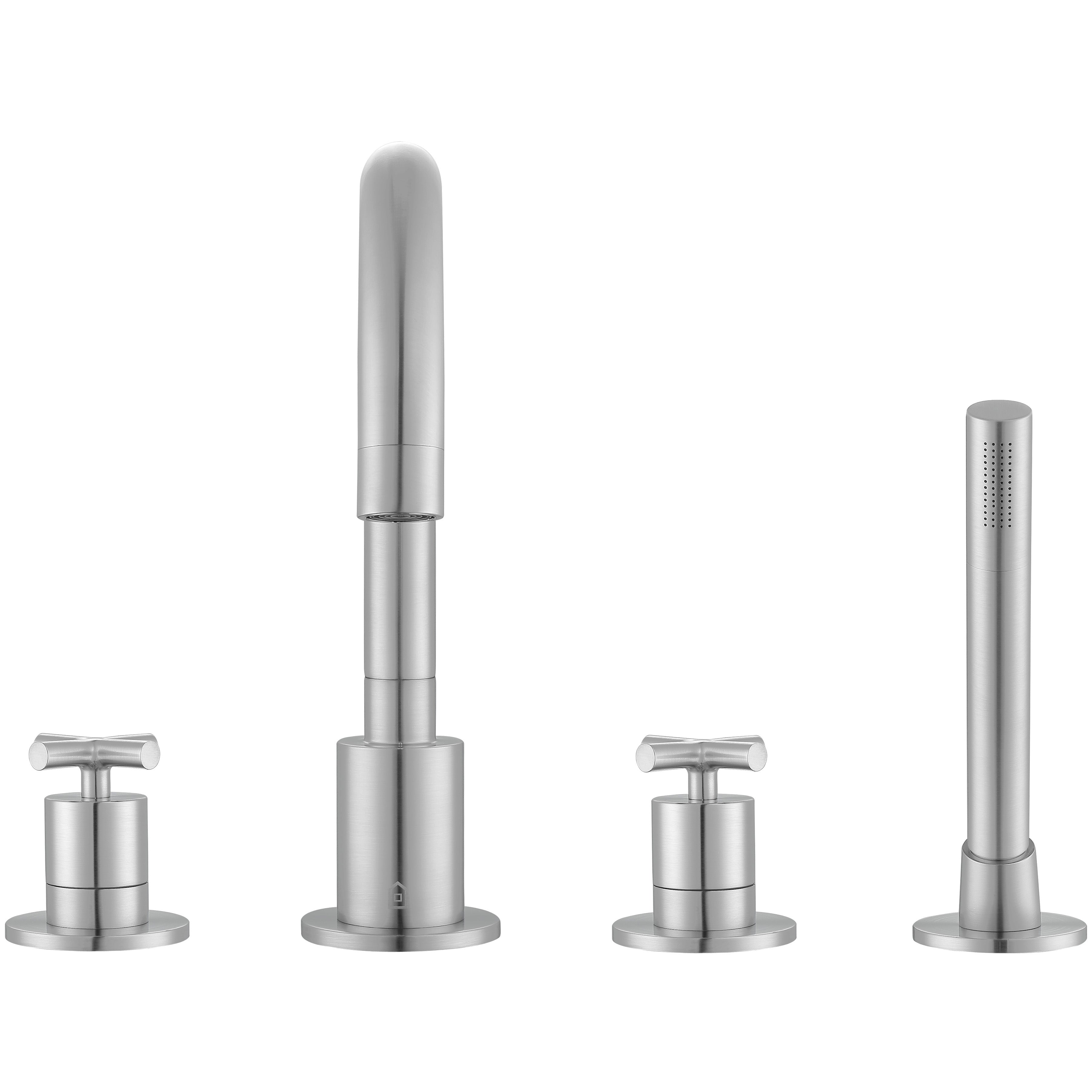 Brushed Nickel Ava Two Handle Roman Tub Bathroom Faucet - Perfect for Luxury Bathrooms & Spa-Like Retreats
