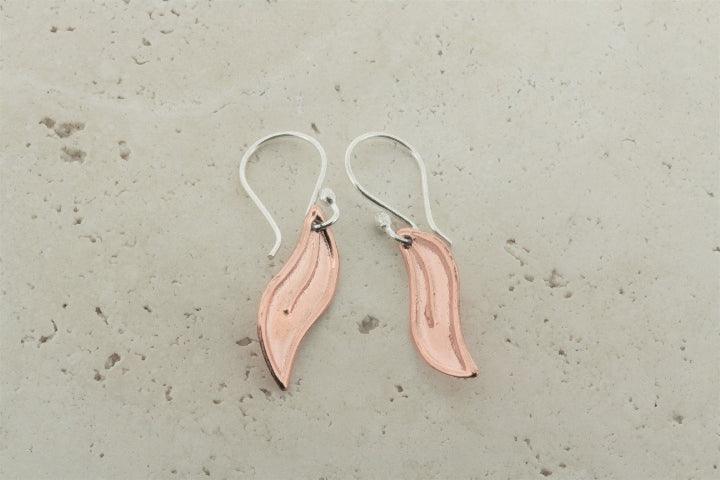 Elegant Handmade Curved Copper Leaf Earrings for Women - Boho Chic Jewelry for Everyday Wear & Special Occasions
