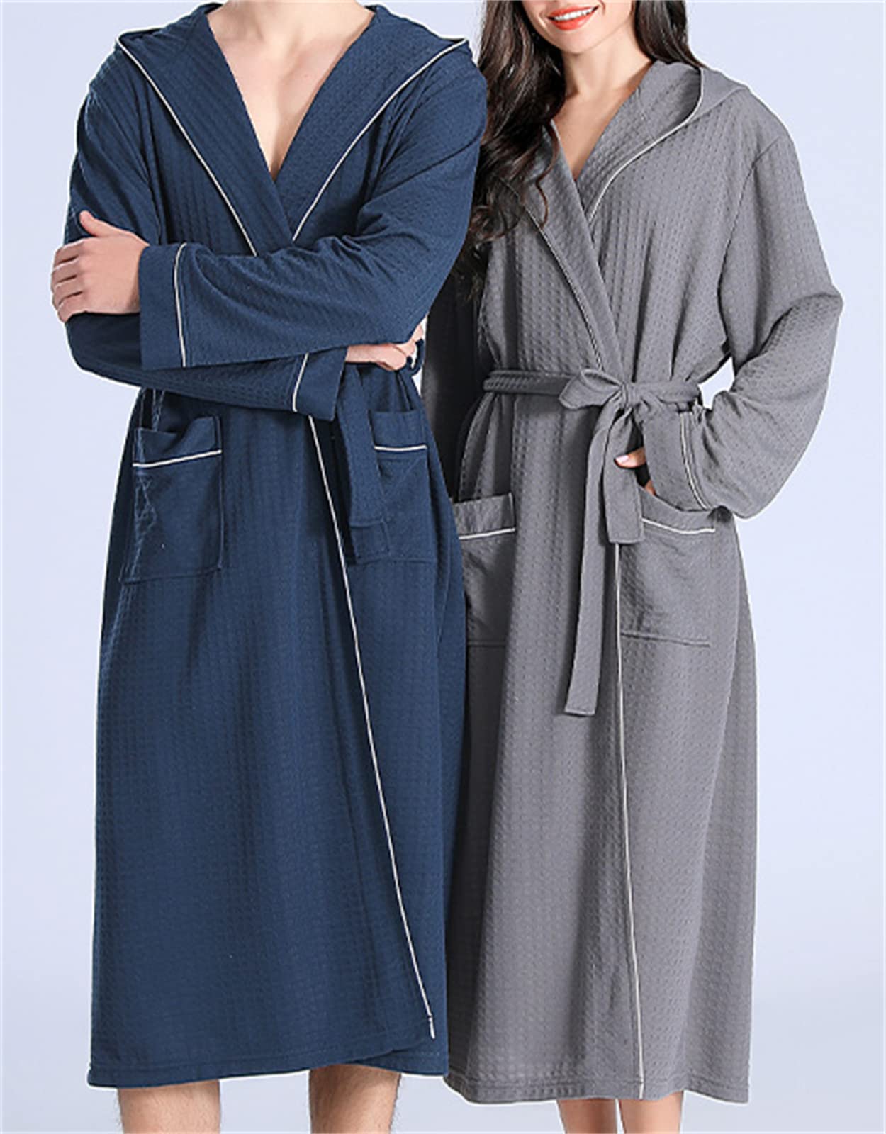 POSSIDEA Men's & Women's Hooded Waffle Bathrobe - Soft & Cozy Terry Cloth Robe for Spa, Lounge & After Shower - Perfect Gift for Him & Her
