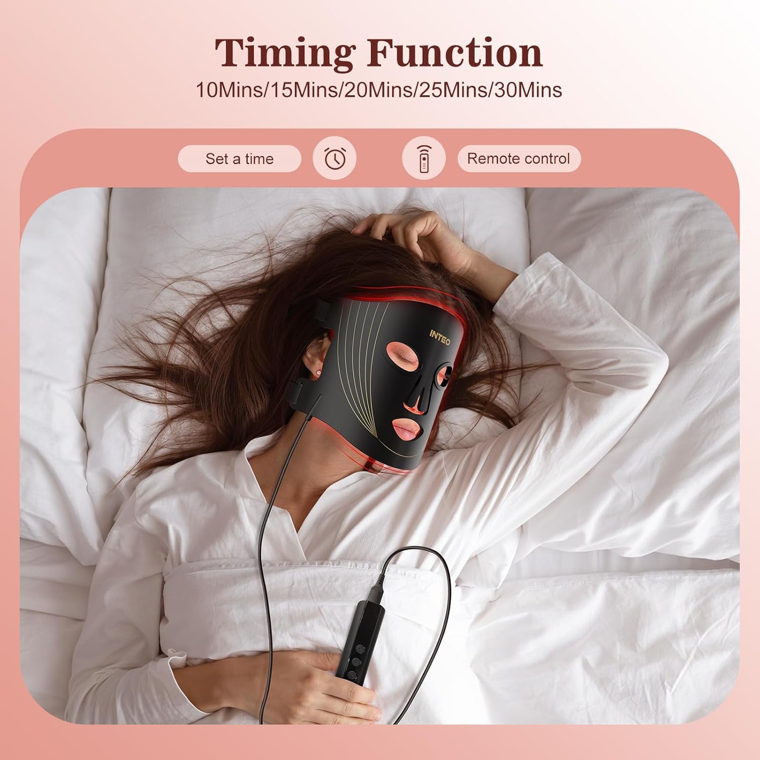 Red Light Therapy Mask for Face - 3 Modes Portable LED Light Therapy Device with Remote Control, Near-Infrared 850nm & 180 LED Beads for Anti-Aging & Skin Rejuvenation | Perfect for Home Use, Acne Treatment & Relaxation