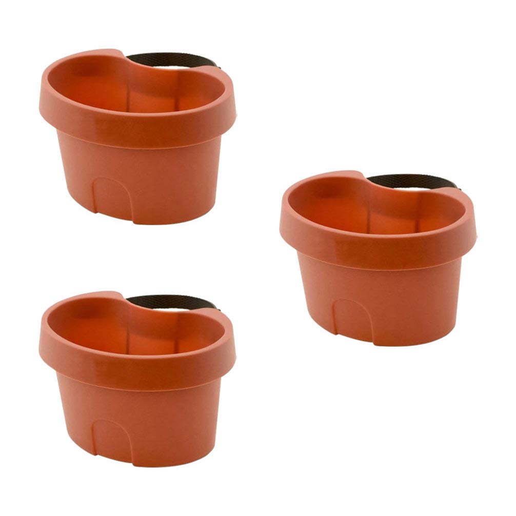 DOITOOL 3-Pack Plastic Hanging Flower Pots - Wall Mounted Planters for Indoor & Outdoor Use - Perfect for Railings, Windows, Fences, Walls & Balconies - Durable Hanging Plant Holders for Flowers, Herbs & Small Plants