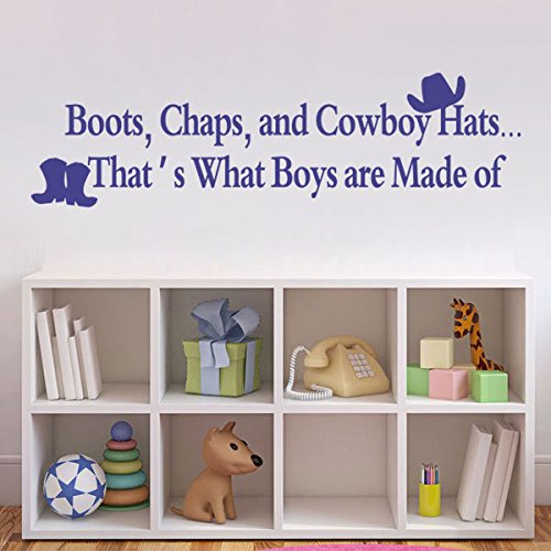 Western Cowboy Nursery Wall Decal - Boots, Chaps & Hat Vinyl Sticker for Boys Room, Home Decor Mural Art - Perfect for Baby Shower Gifts & Western-Themed Bedrooms
