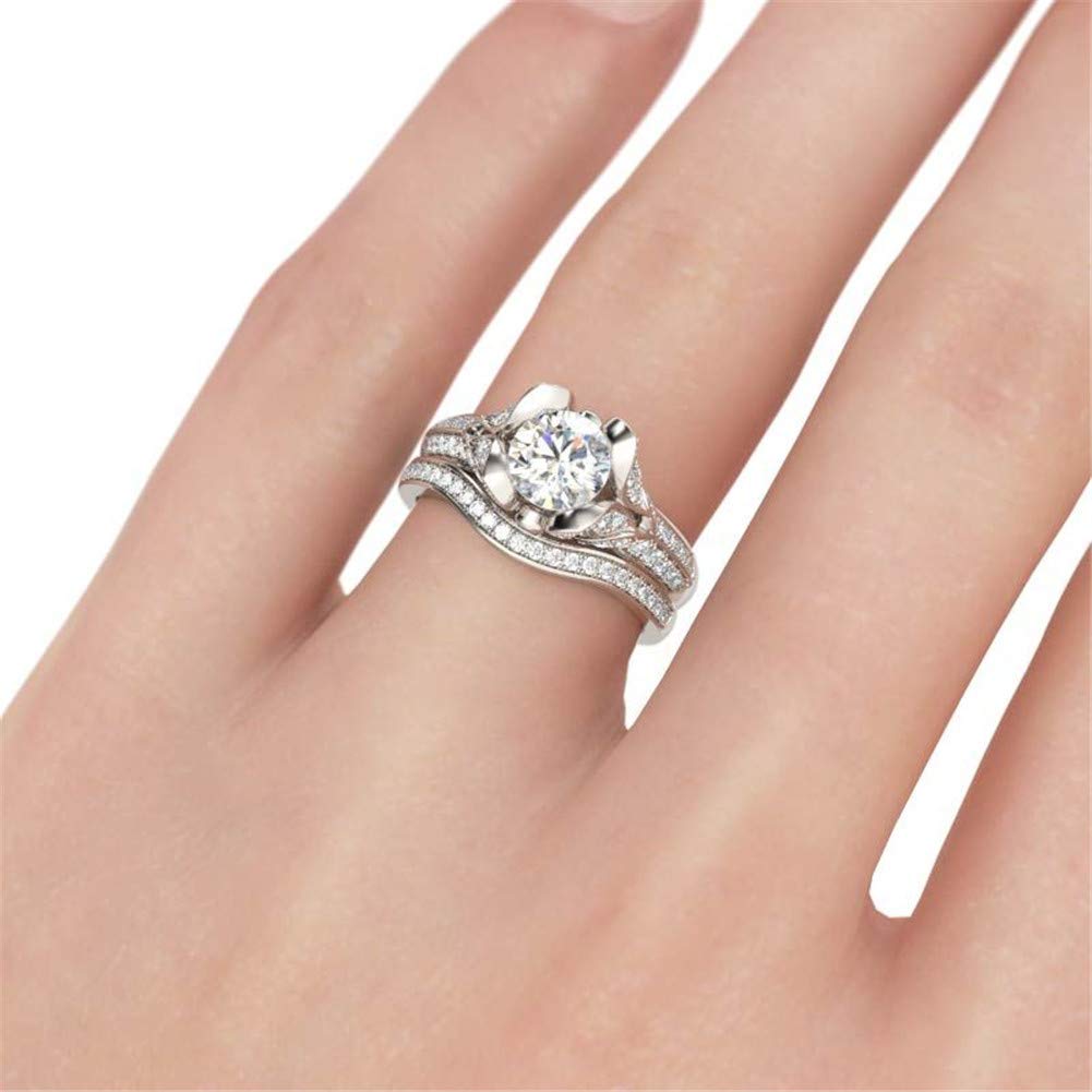 Jeulia Sterling Silver Round Cut Tulip Flower Bridal Ring Set - Cubic Zirconia Simulated Diamond Engagement & Wedding Promise Rings with Jewelry Box | Perfect for Proposals, Anniversaries, Bridal Jewelry Gifts