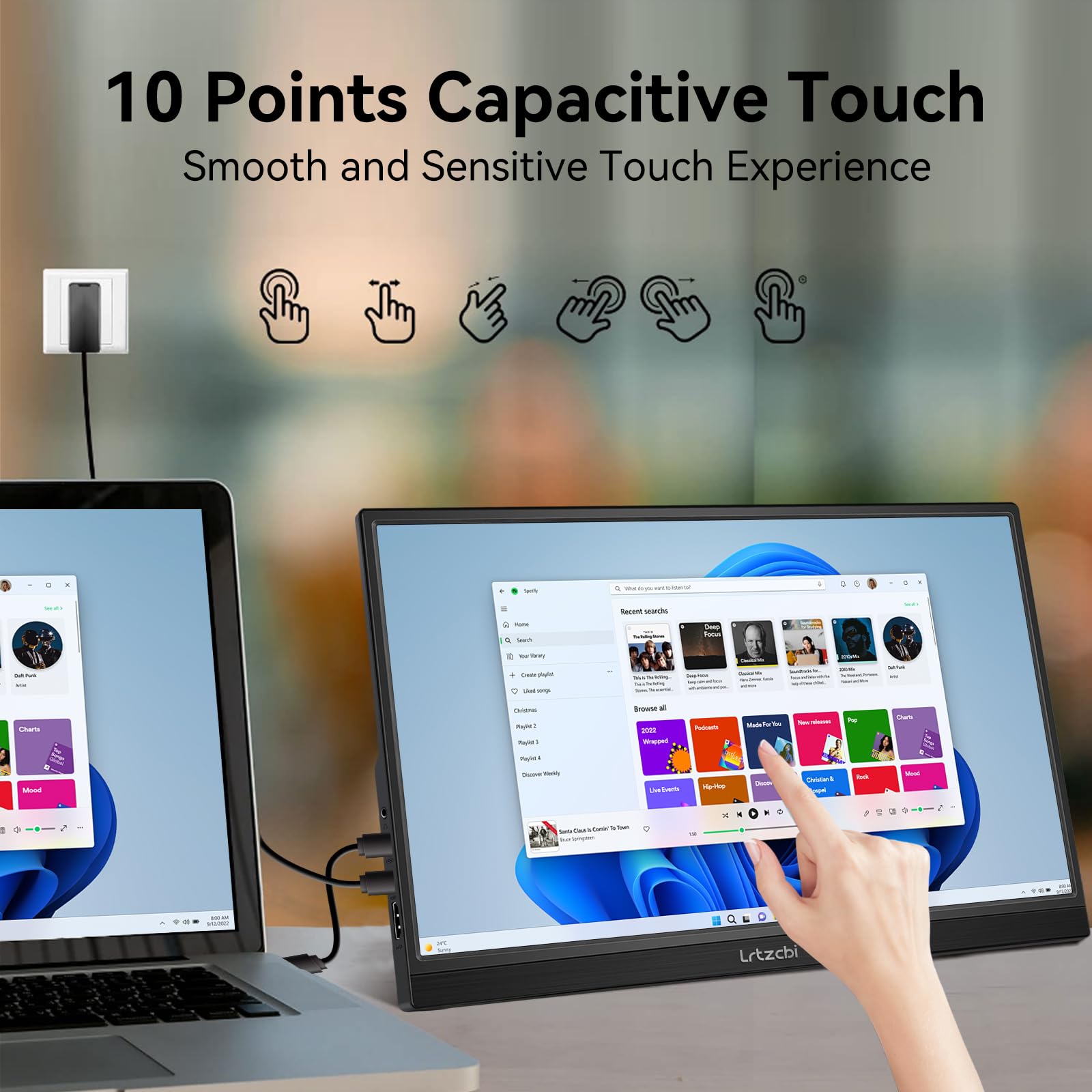 14 Inch Portable Touchscreen Monitor - IPS Full HD 1920x1080 USB-C HDMI Computer Display for Laptop, PC, Phone, Xbox, Switch, PS4, Raspberry Pi - Perfect for Gaming, Work & Travel