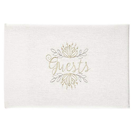 Embroidered Floral Canvas Wedding Guest Book - Elegant Keepsake Gift for Bridal Showers, Receptions & Anniversaries