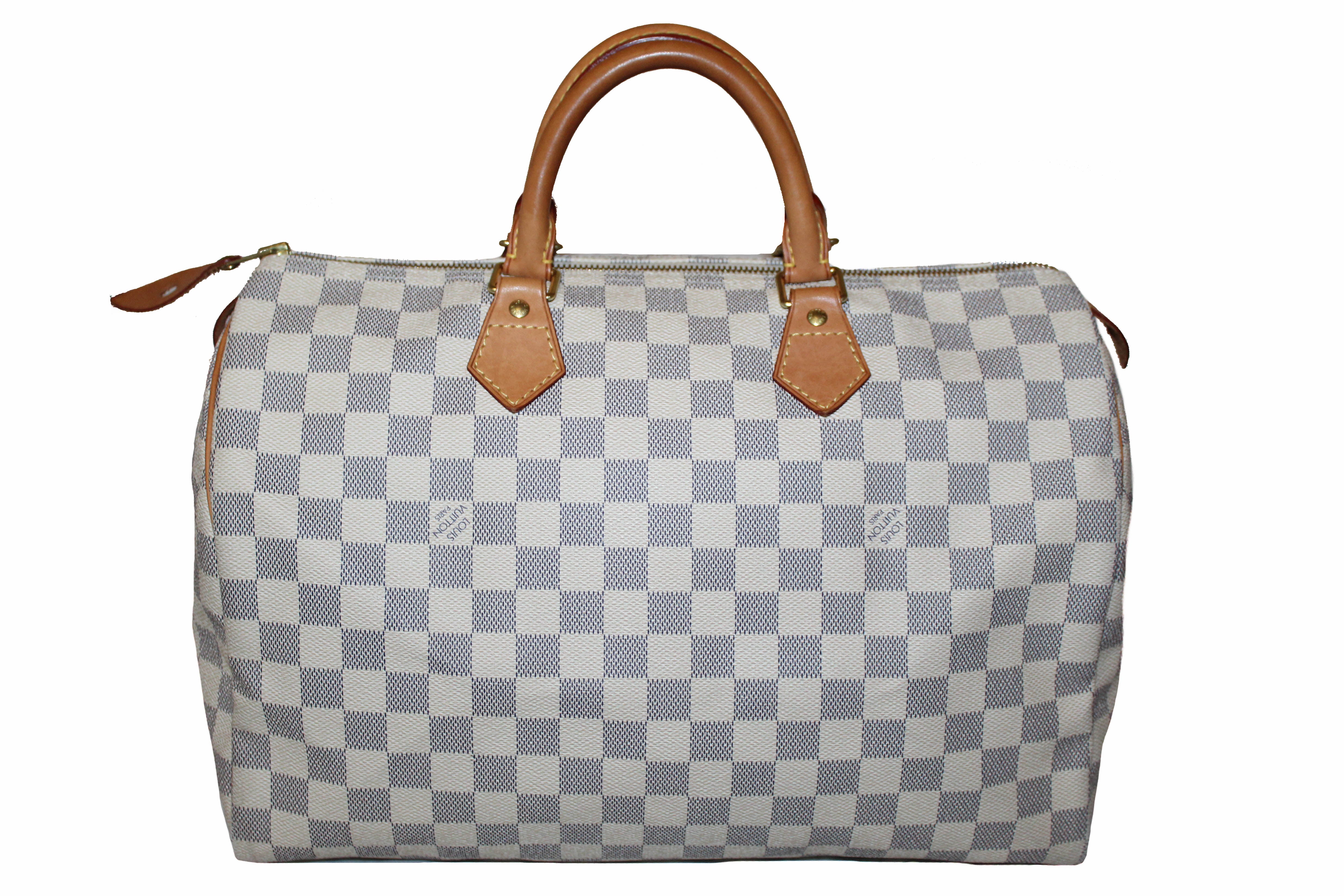 Authentic Louis Vuitton Damier Azur Speedy 35 Handbag - Luxury Designer Tote for Women, Perfect for Travel, Work & Everyday Use