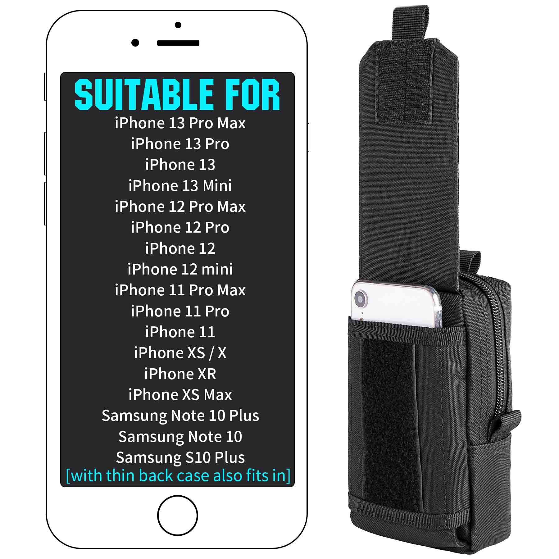 bvya Tactical Phone Pouch - Molle Compatible Waist Belt Holster for 4.7