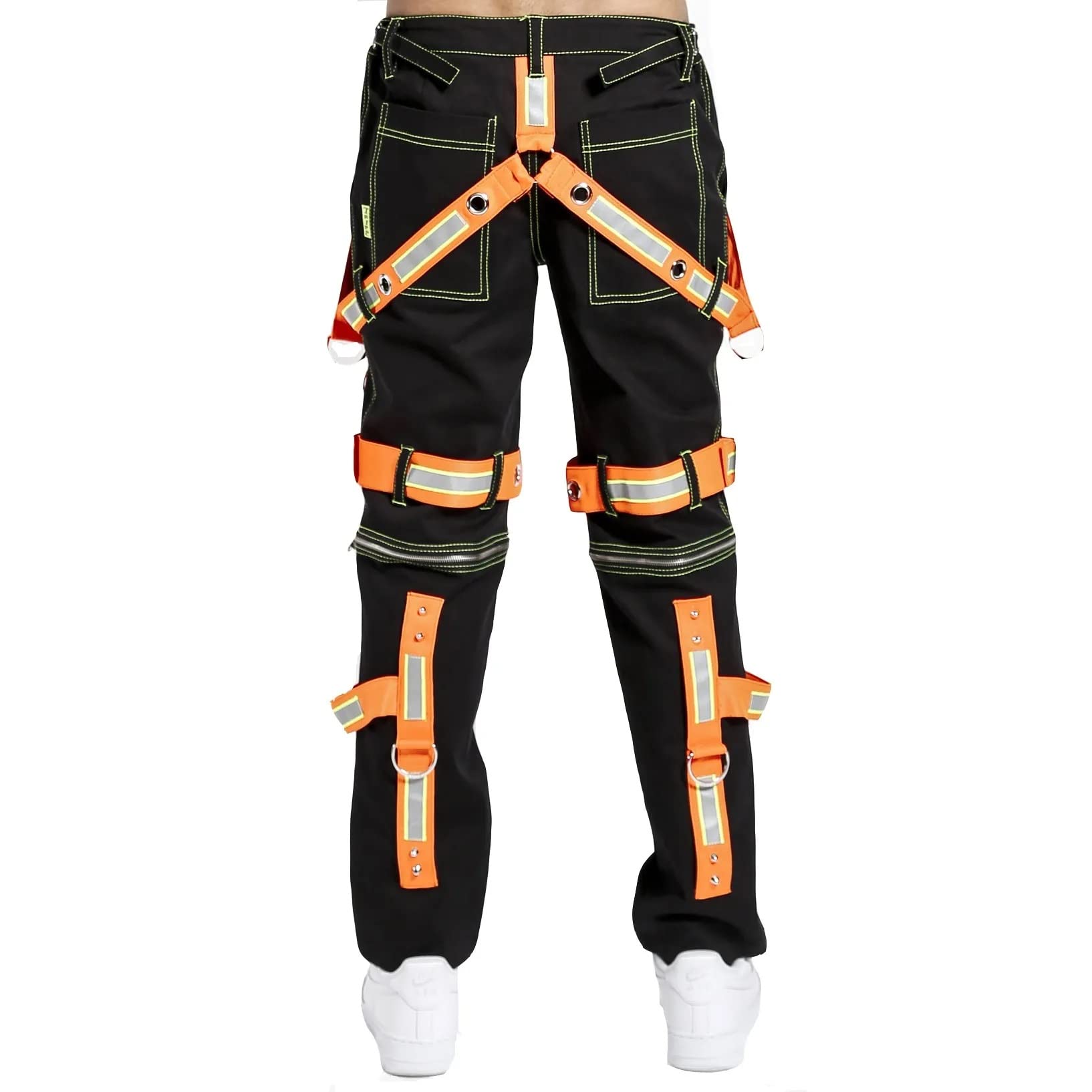 Premium Gothic Punk Rock Men's Reflective Bondage Pants - Alternative Emo Style Shorts for Concerts, Raves & Nightlife