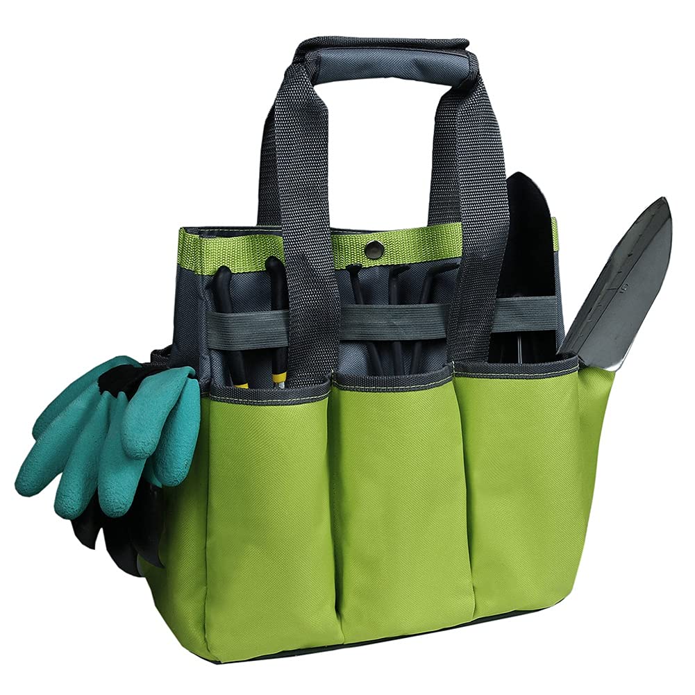 **Durable Oxford Cloth Garden Tools Bag with 9 Pockets - Gardening Tote for Hand Tool Storage & Organizer - Perfect for Outdoor, Lawn, and Yard Work**    *(Use Cases: Ideal for gardening, landscaping, lawn care, and outdoor tool organization.)*