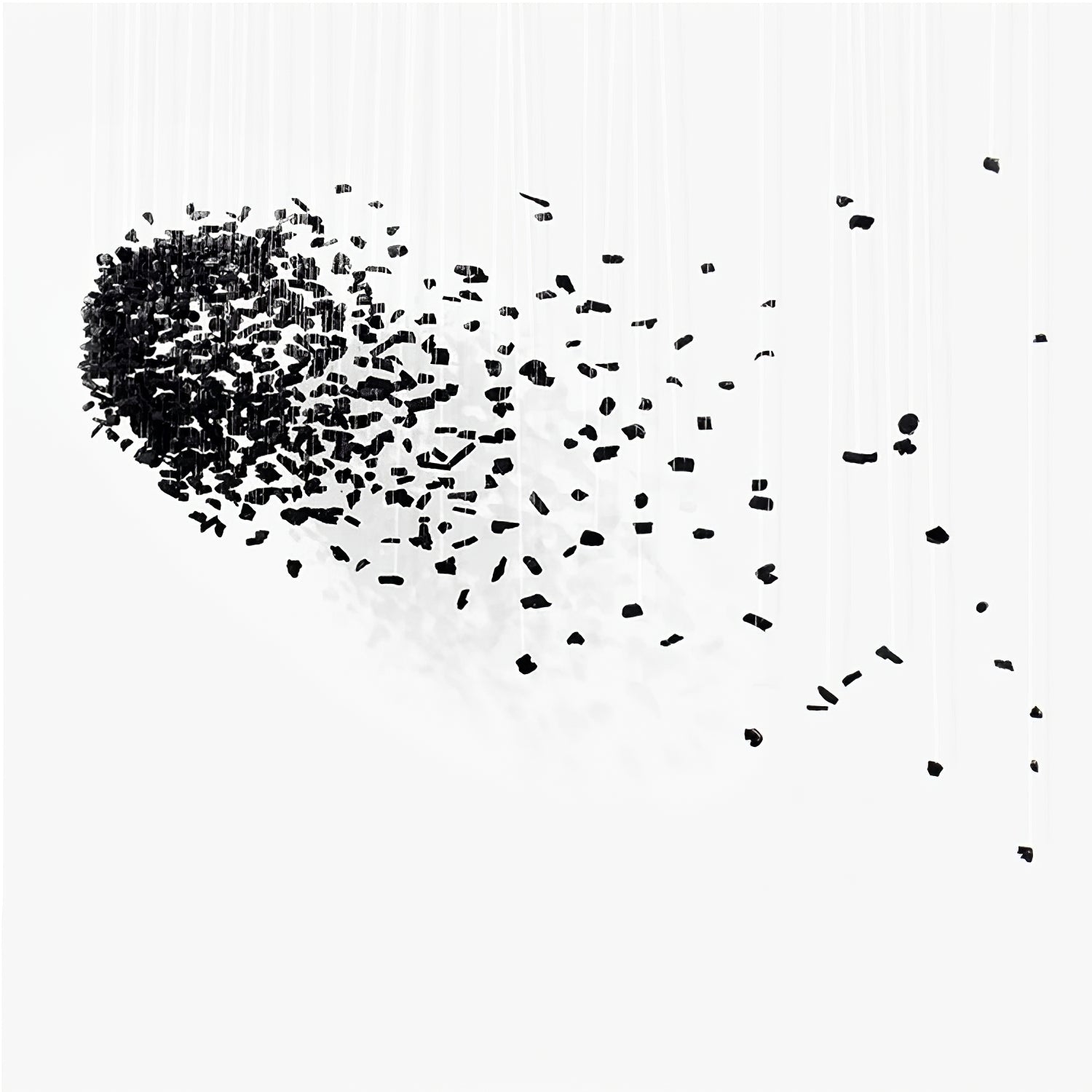 Modern Charcoal Cascade Pixel LED Chandelier - Dimmable Crystal Ceiling Light Fixture for Dining Room, Bedroom & Living Room Decor